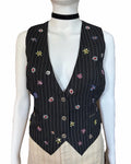 John Galliano Black Pinstripe Vest Floral Embroidery 42IT Spring 2008 Newspaper