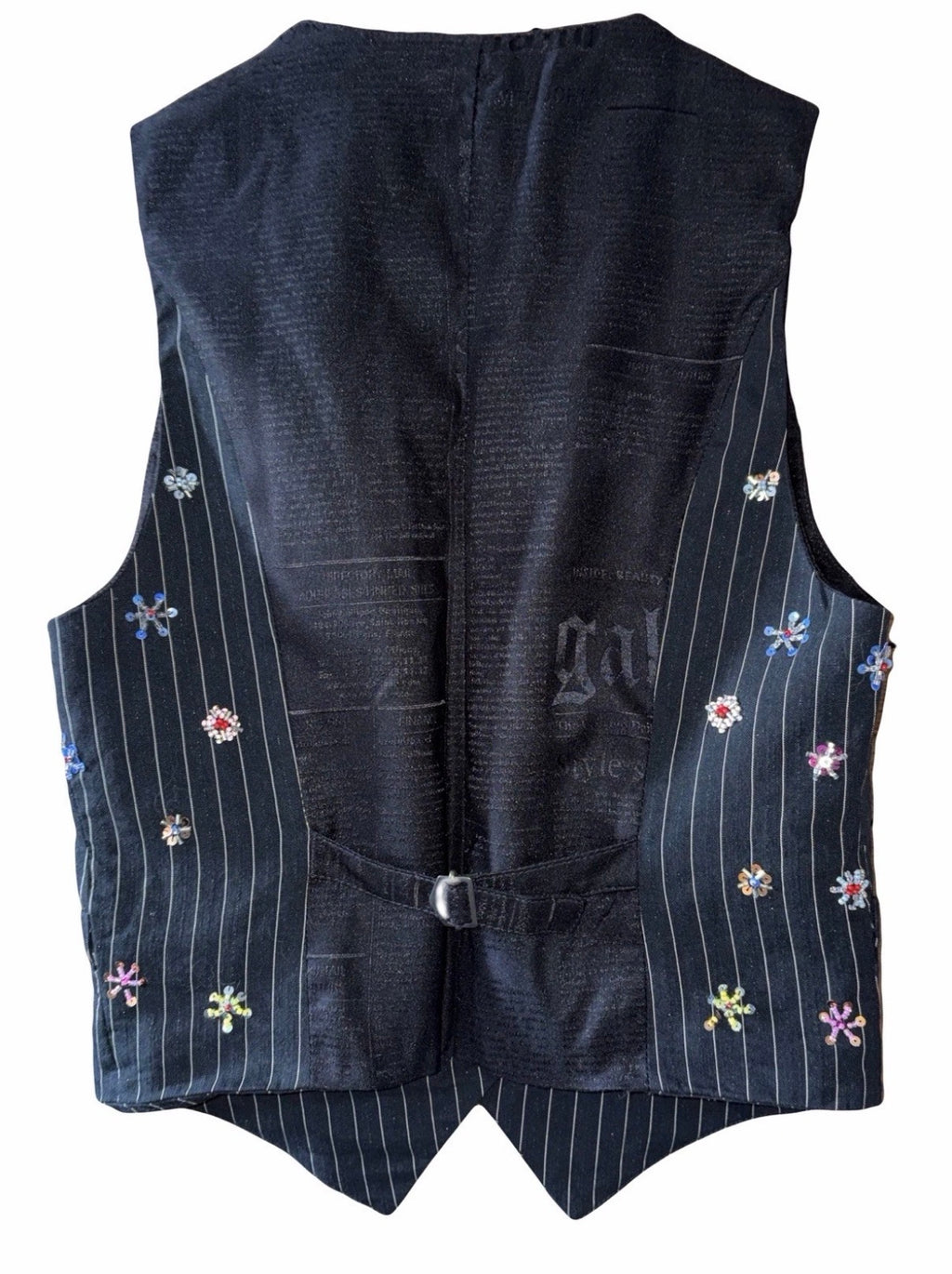 John Galliano Black Pinstripe Vest Floral Embroidery 42IT Spring 2008 Newspaper