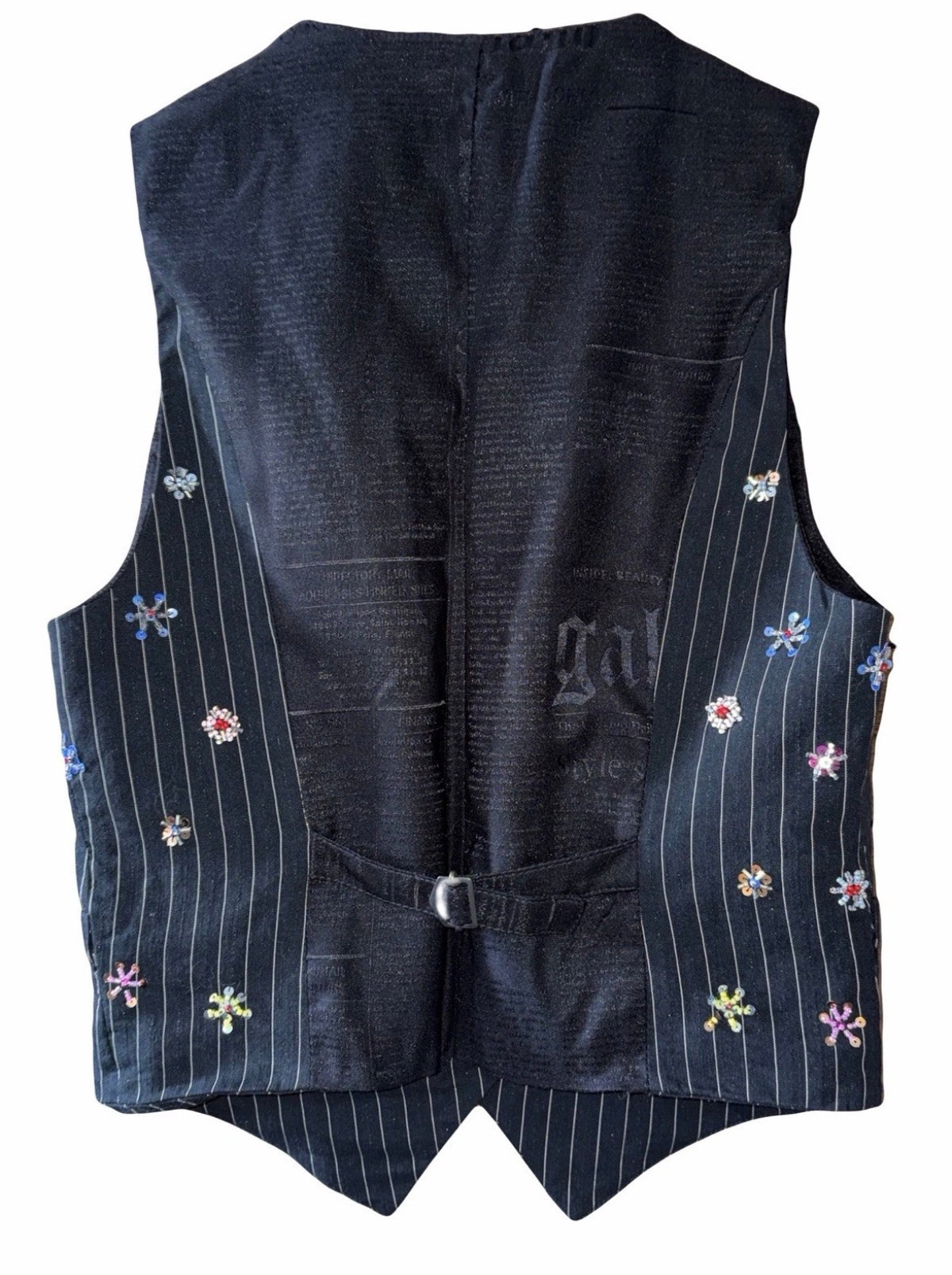 John Galliano Black Pinstripe Vest Floral Embroidery 42IT Spring 2008 Newspaper