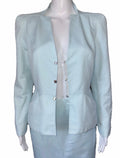 Thierry Mugler Vintage Shimmer Powder Blue Couture Blazer Skirt Set 40FR 90s