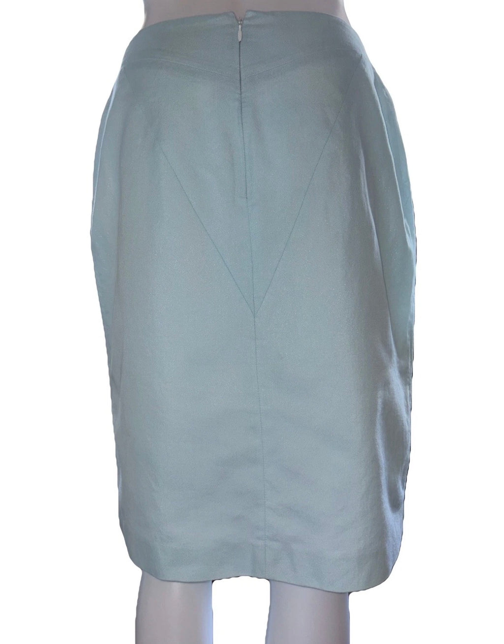 Thierry Mugler Vintage Shimmer Powder Blue Couture Blazer Skirt Set 40FR 90s