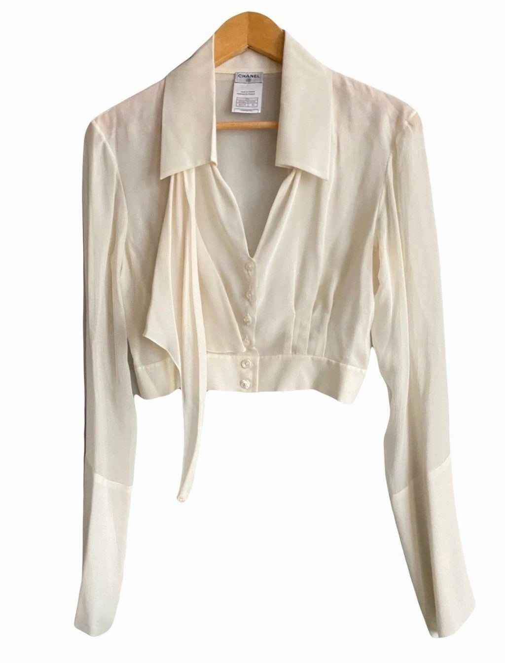 Chanel Vintage 100% Silk Blouse 38FR Long Sleeves Fall 2007