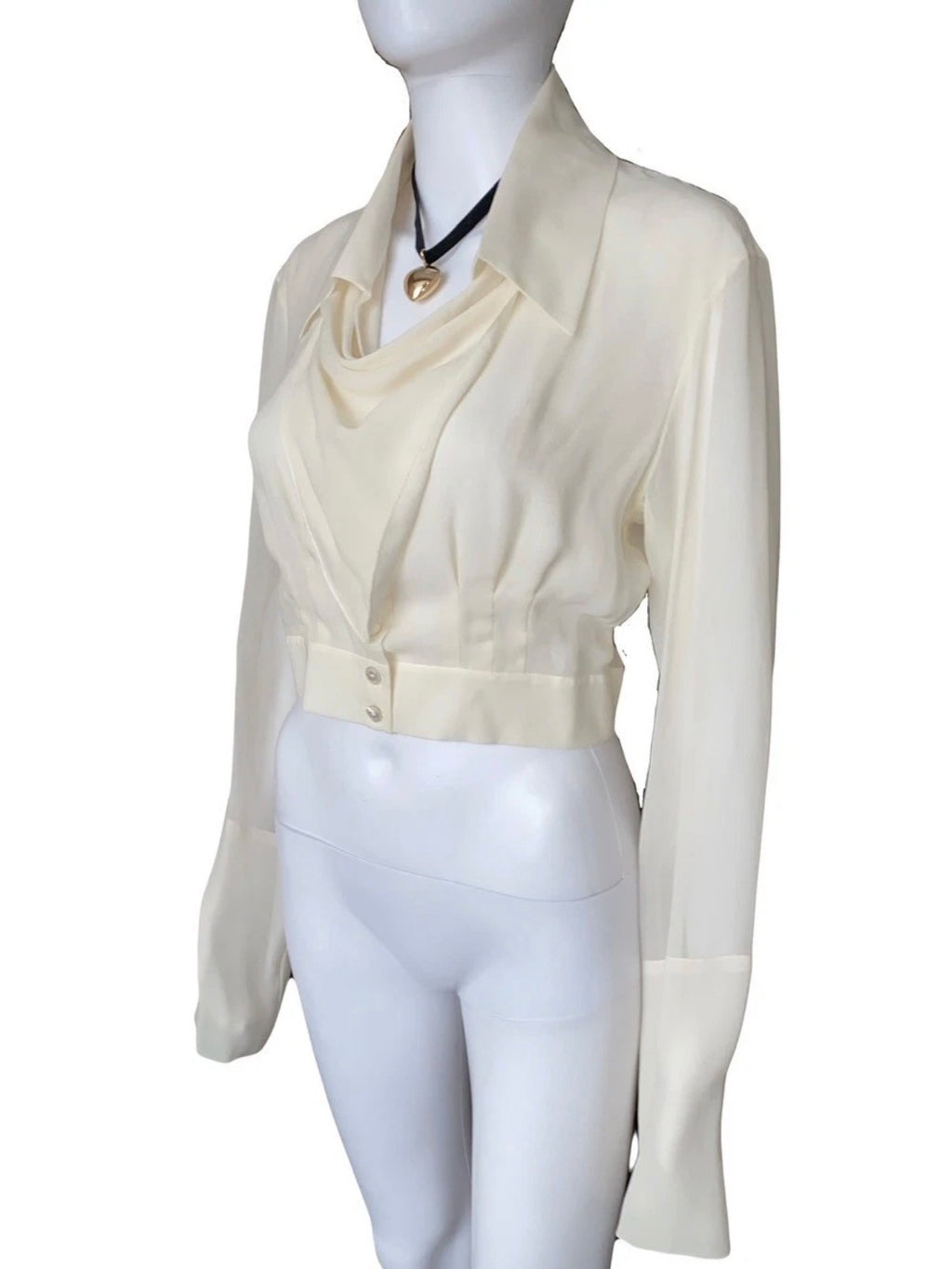 Chanel Vintage 100% Silk Blouse 38FR Long Sleeves Fall 2007