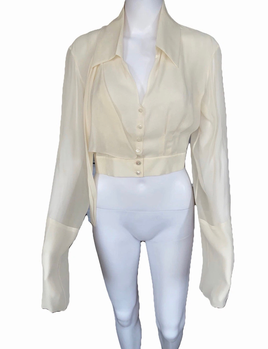 Chanel Vintage 100% Silk Blouse 38FR Long Sleeves Fall 2007