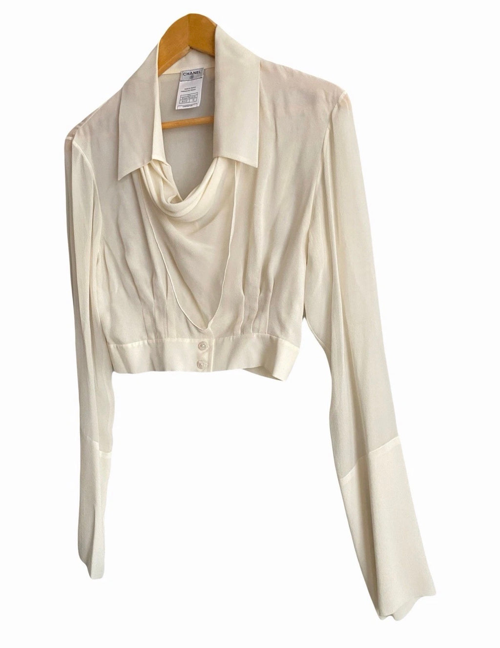 Chanel Vintage 100% Silk Blouse 38FR Long Sleeves Fall 2007