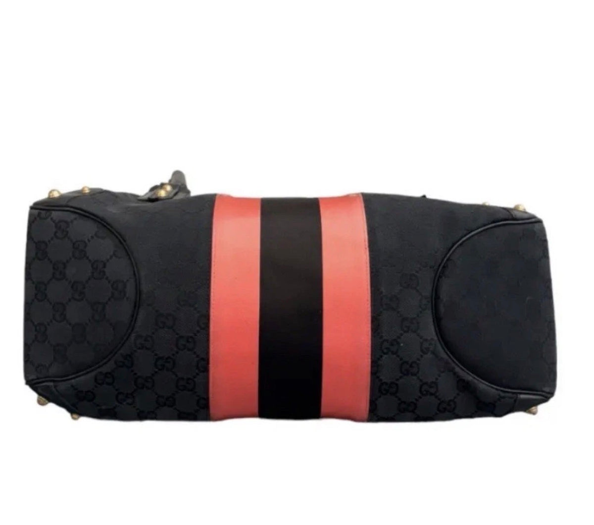 Gucci GG Black Canvas Monogram Horsebit Black & Pink Vintage