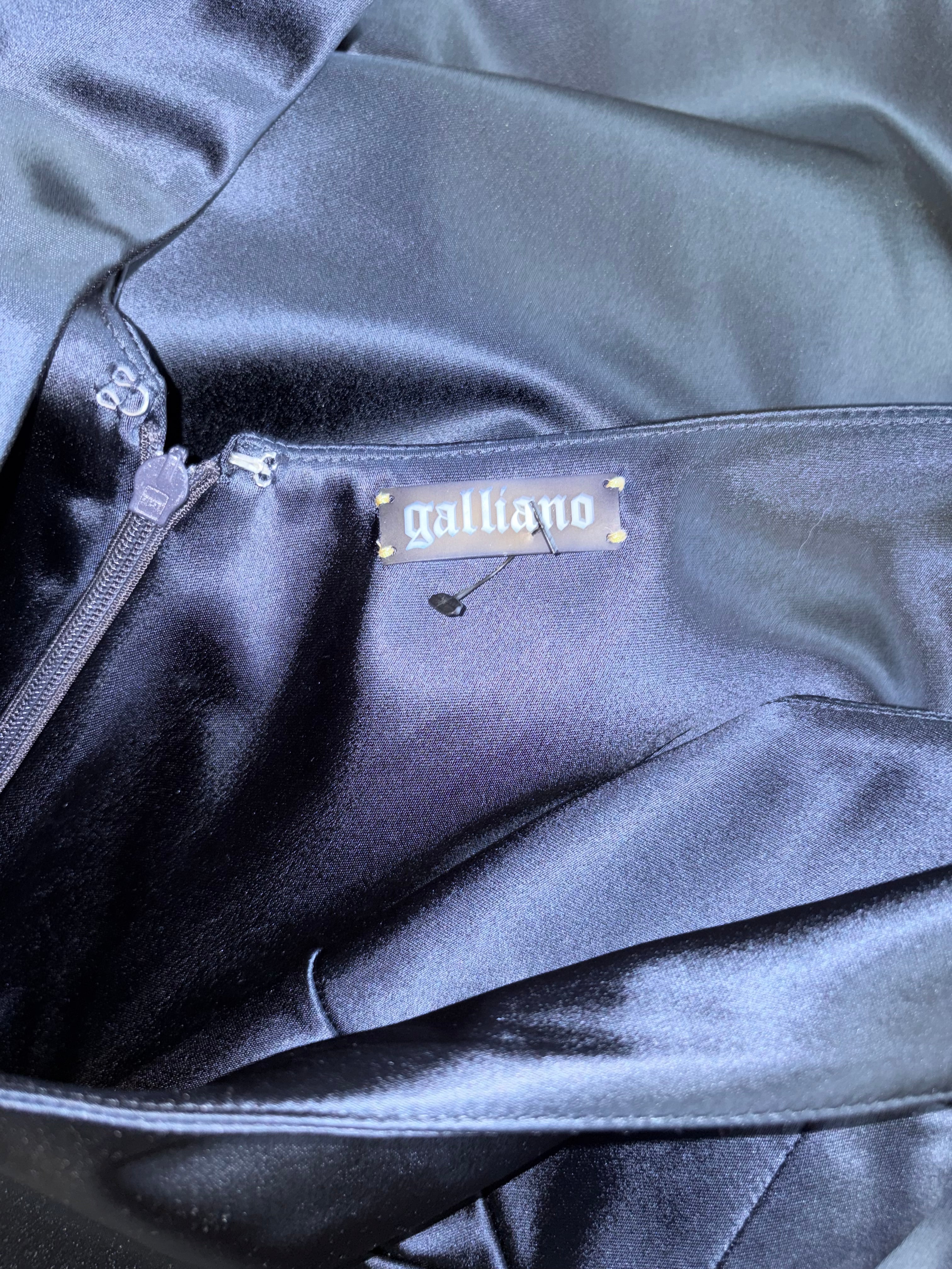John Galliano 2000s Navy Belted Dress V-neck Draped 44IT