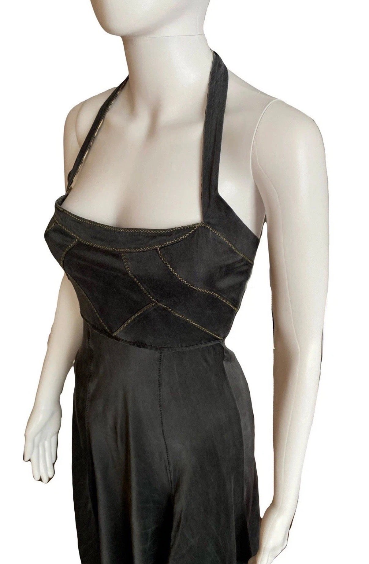 Just Cavalli 2000s Vintage Halter Neck Skater Dress 40IT
