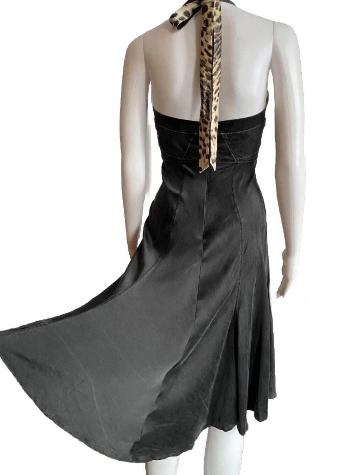 Just Cavalli 2000s Vintage Halter Neck Skater Dress 40IT