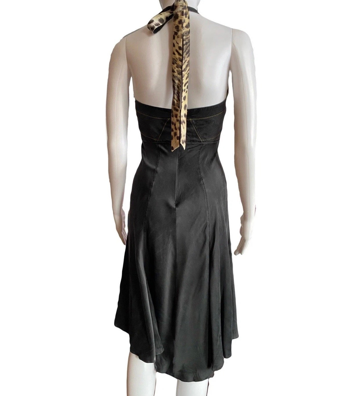 Just Cavalli 2000s Vintage Halter Neck Skater Dress 40IT