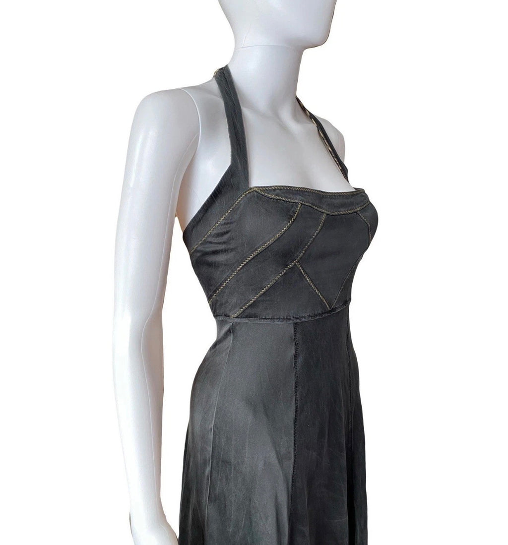 Just Cavalli 2000s Vintage Halter Neck Skater Dress 40IT