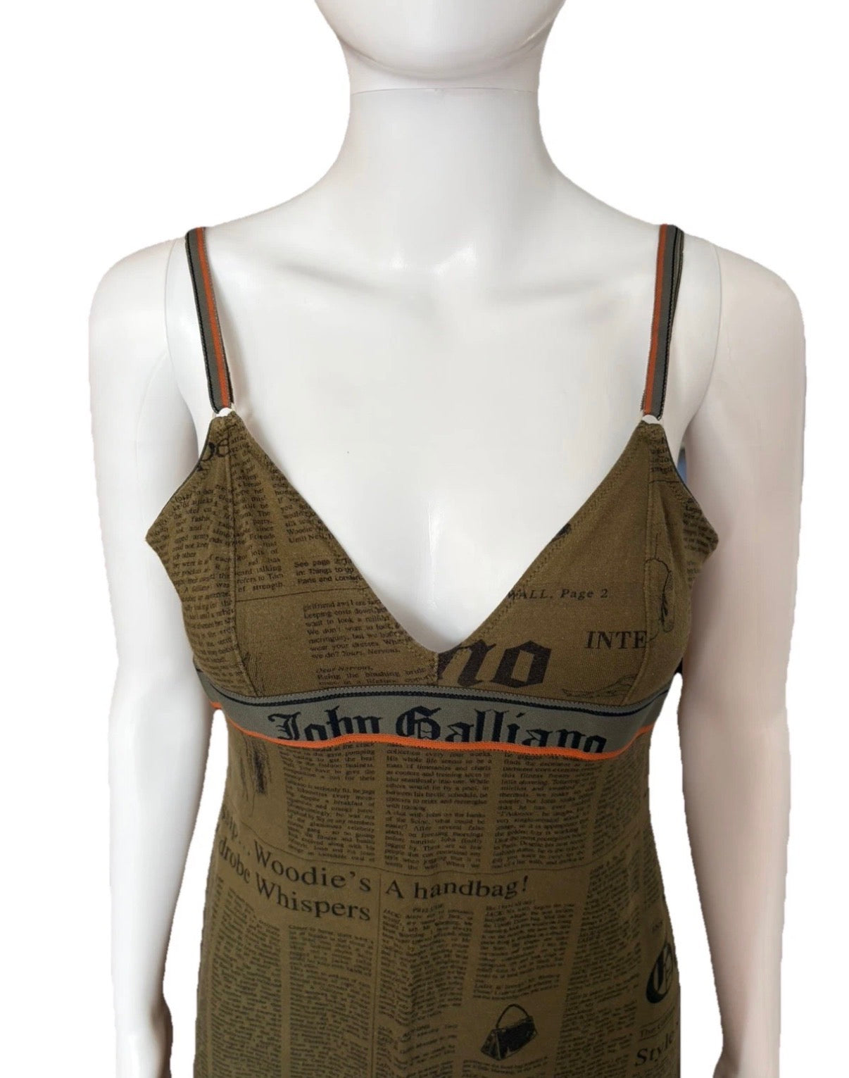 John Galliano 2000s Vintage Newspaper Gazette Print Mini Dress S