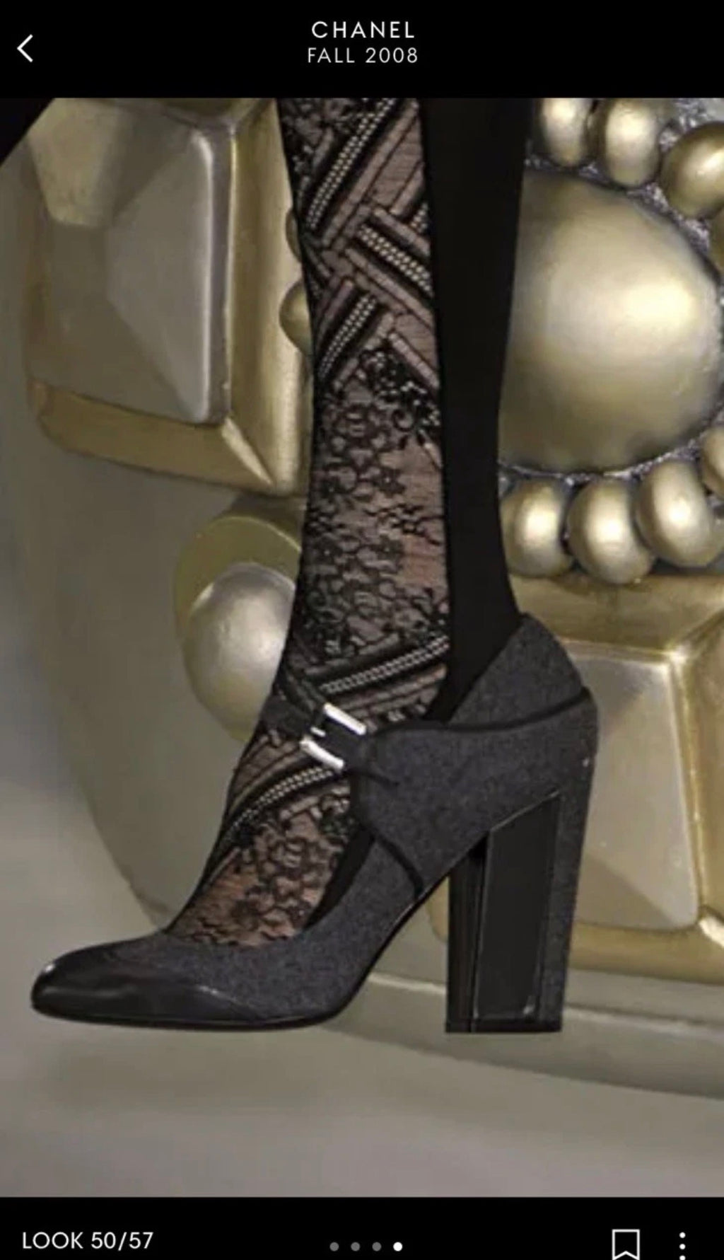 Chanel Mary Jane Pumps Grey Wool Black Leather Fall/2008 Ankle Strap 38.5eu