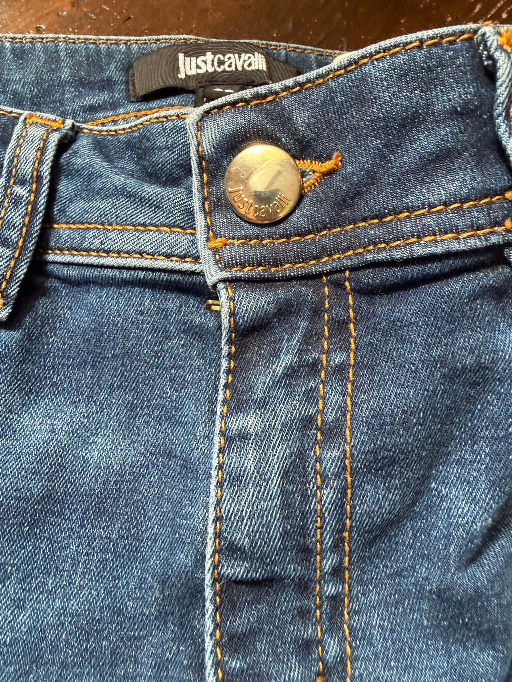 Just Cavalli Low Rise Blue Skinny Jeans 29 Gold Embroidery