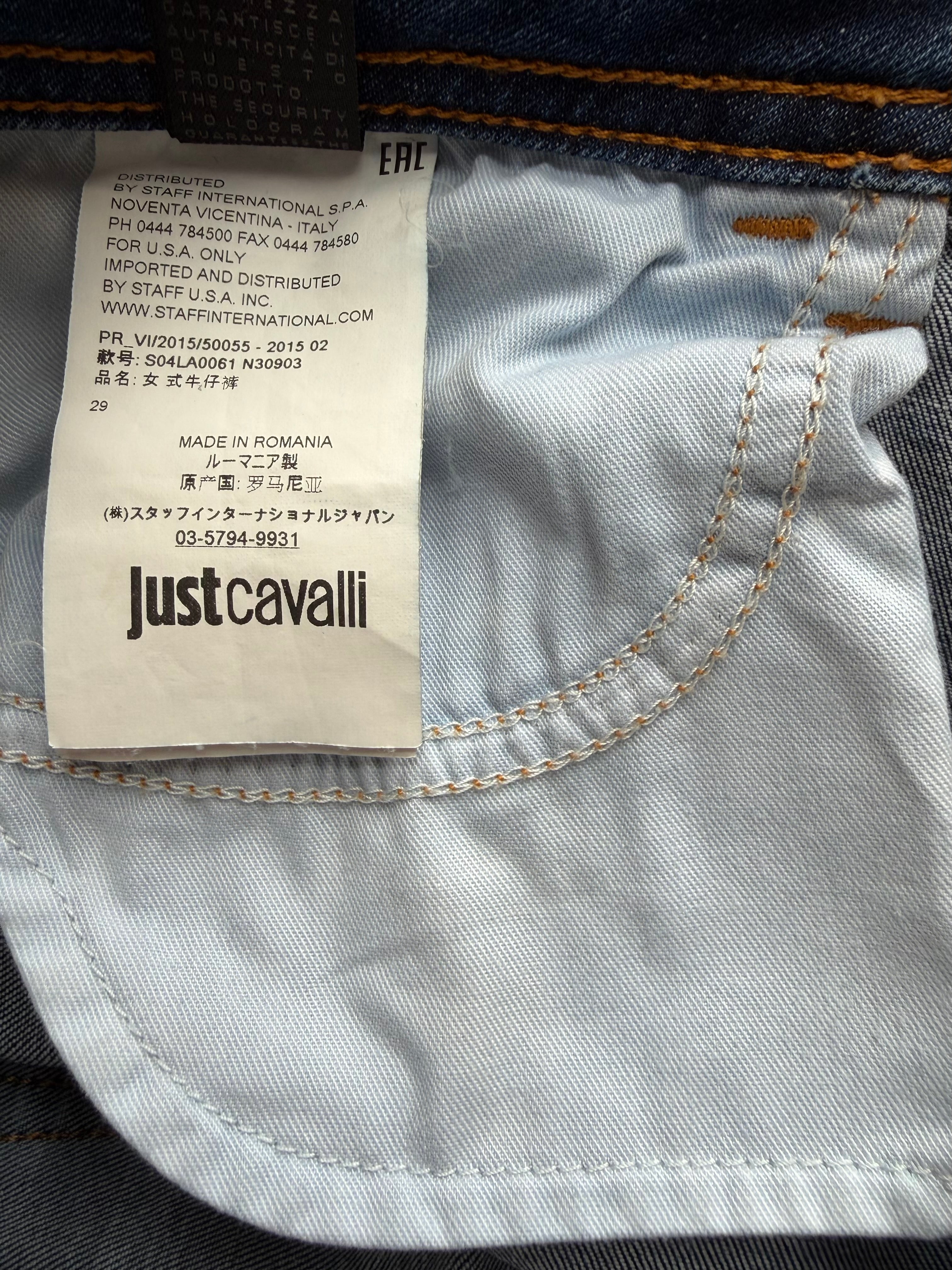 Just Cavalli Low Rise Blue Skinny Jeans 29 Gold Embroidery
