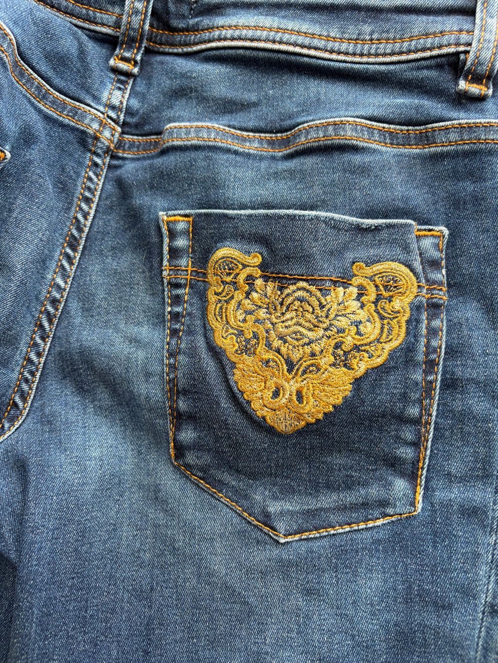 Just Cavalli Low Rise Blue Skinny Jeans 29 Gold Embroidery