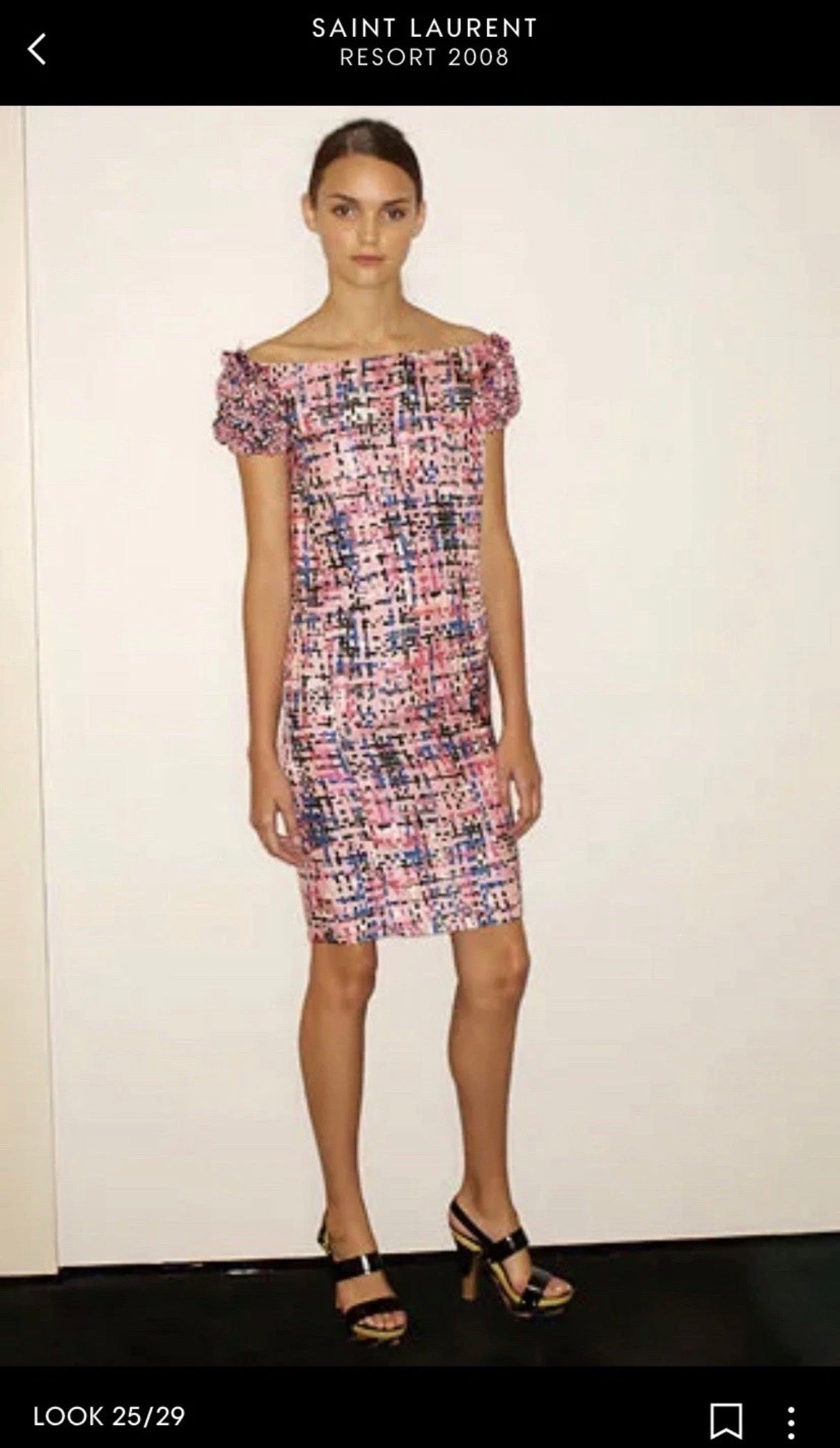 Yves Saint Laurent Vintage Silk Dress Resort/2008 Puff Sleeve Pink Multi 40FR