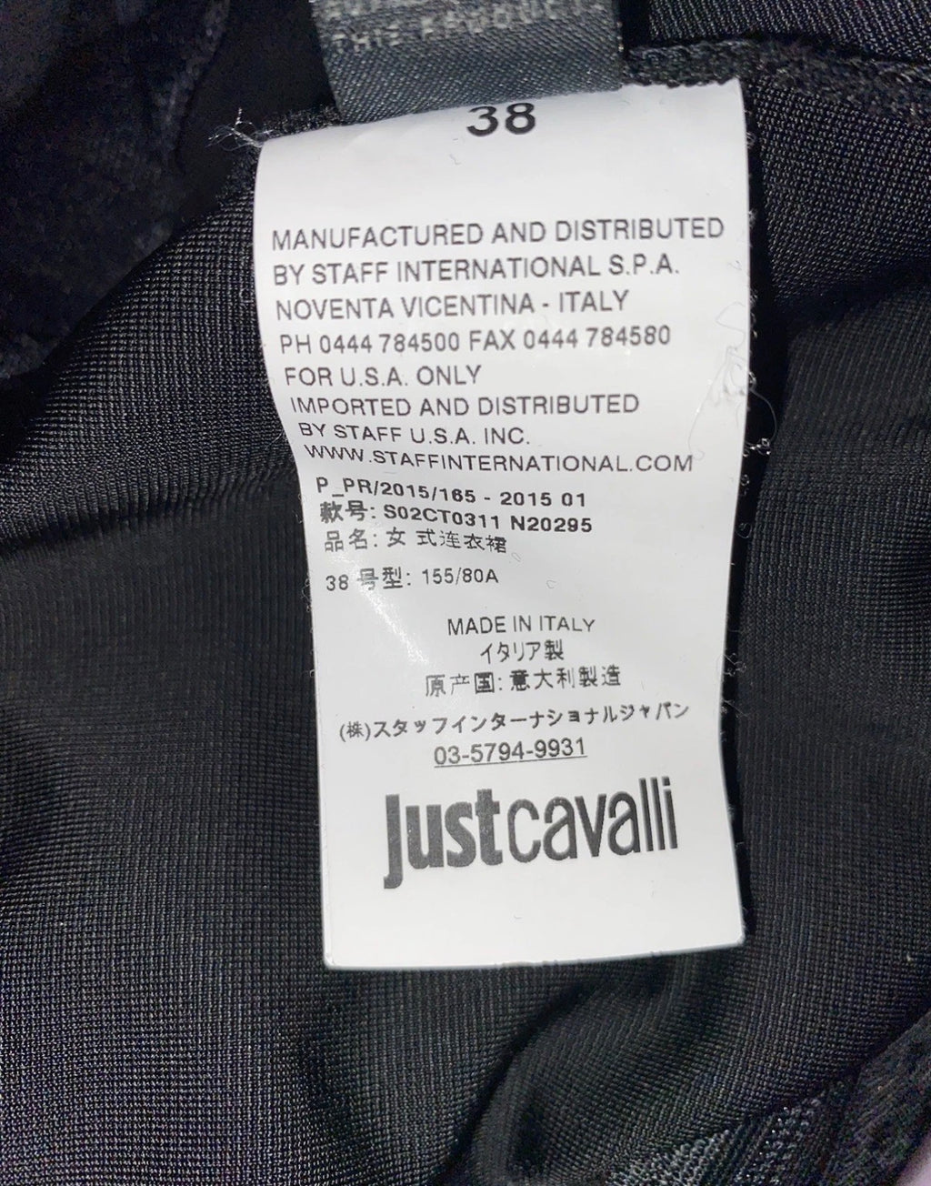 Just Cavalli Black Bodycon Slim Dress 38IT With Studded Butterfly Embellishment