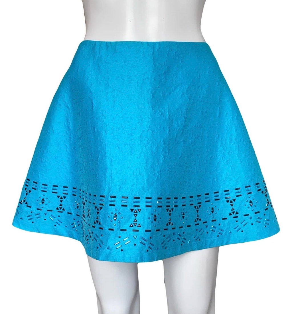 Just Cavalli Turquoise Mini Skirt Crystal Embellished 42IT