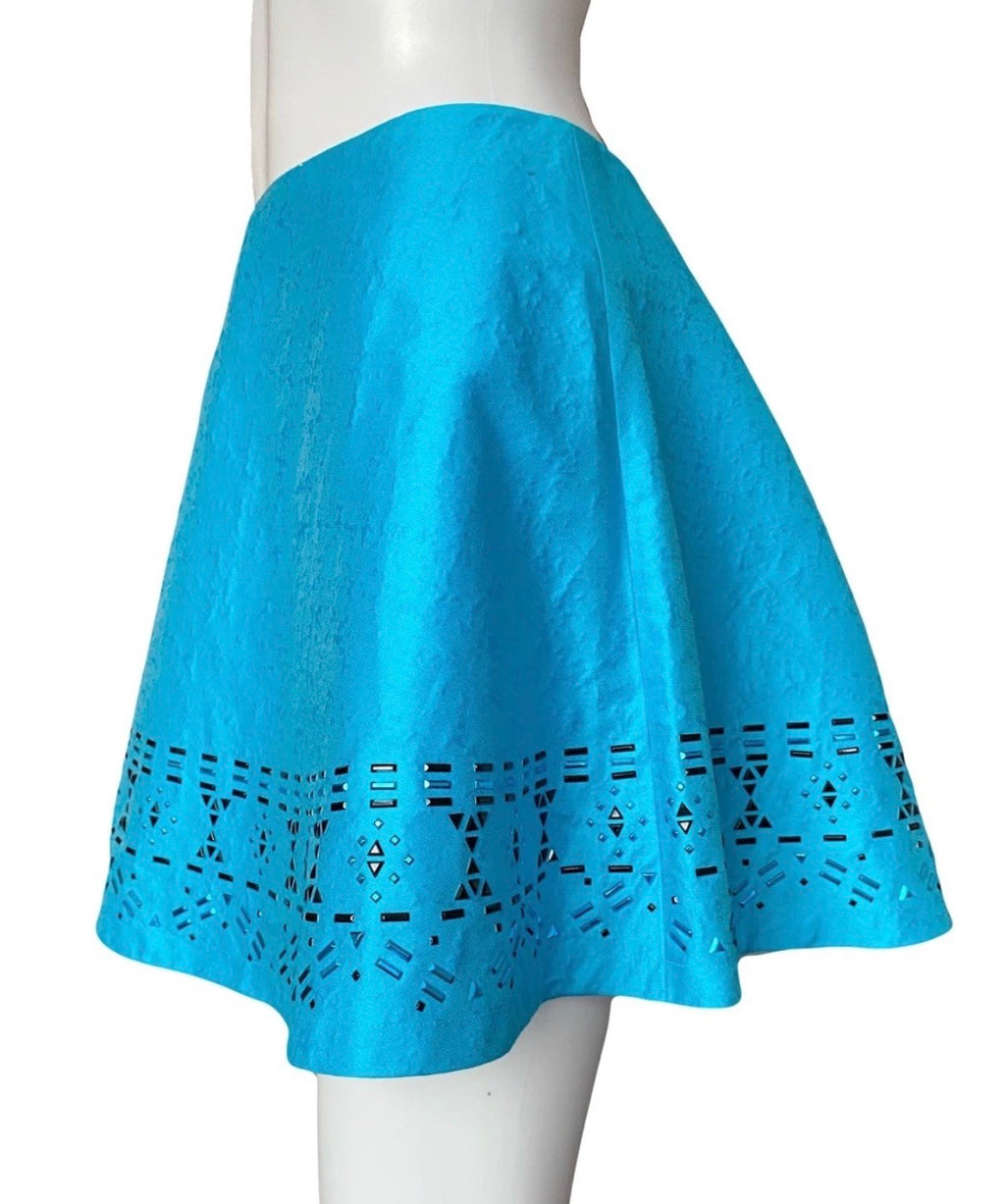 Just Cavalli Turquoise Mini Skirt Crystal Embellished 42IT