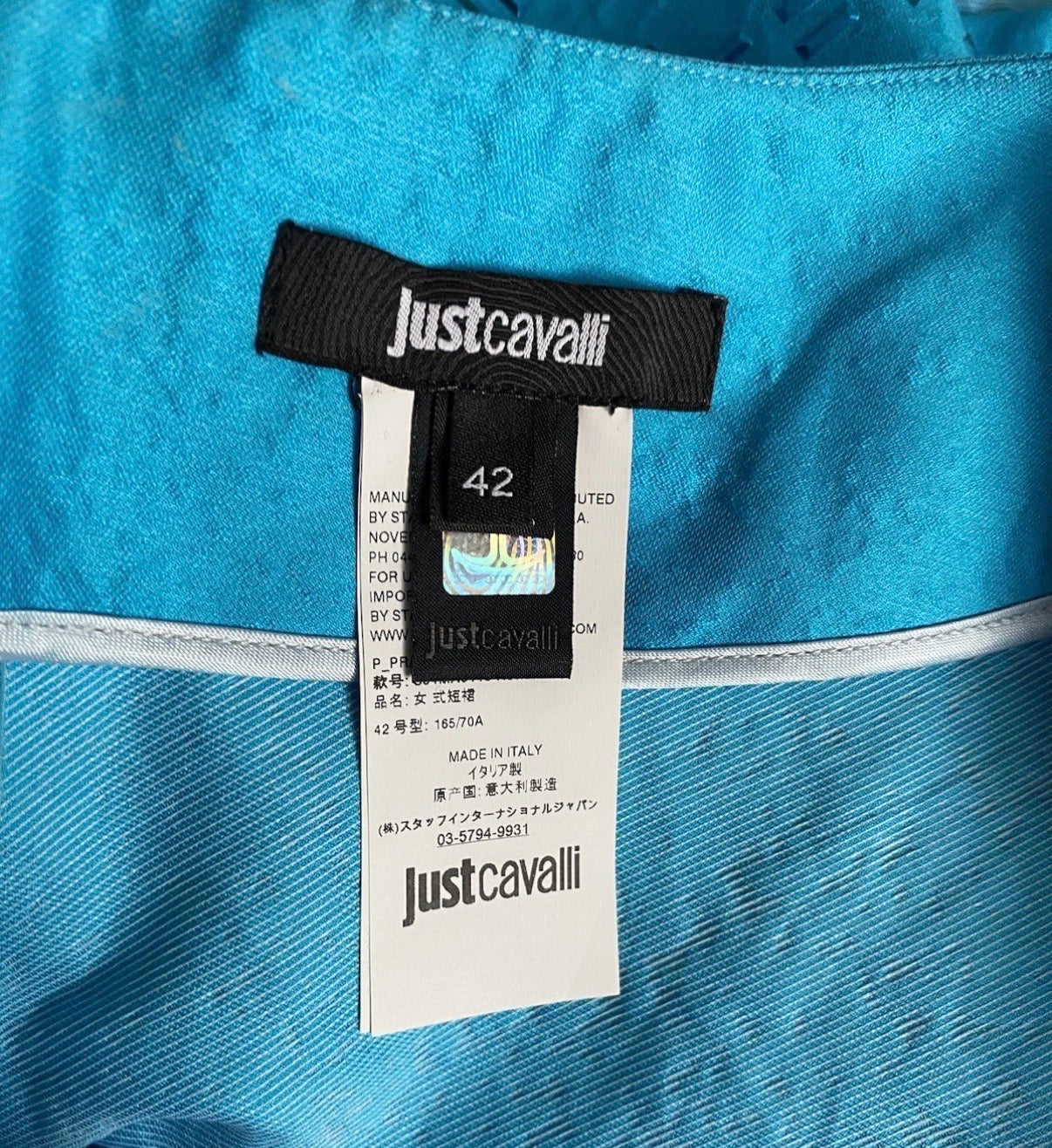 Just Cavalli Turquoise Mini Skirt Crystal Embellished 42IT