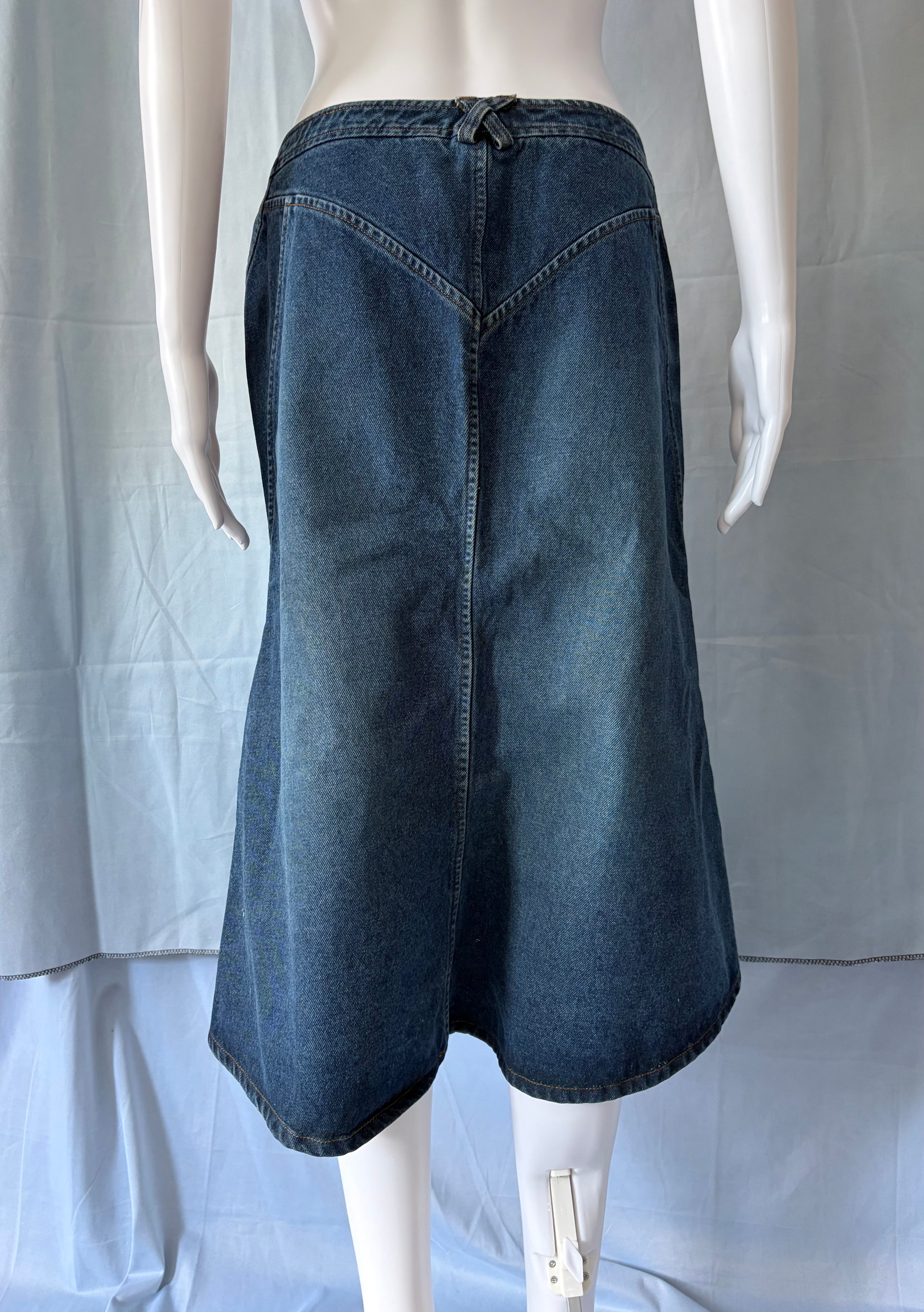 Roberto Cavalli 2000s Vintage Denim Skirt Mid Length Size M