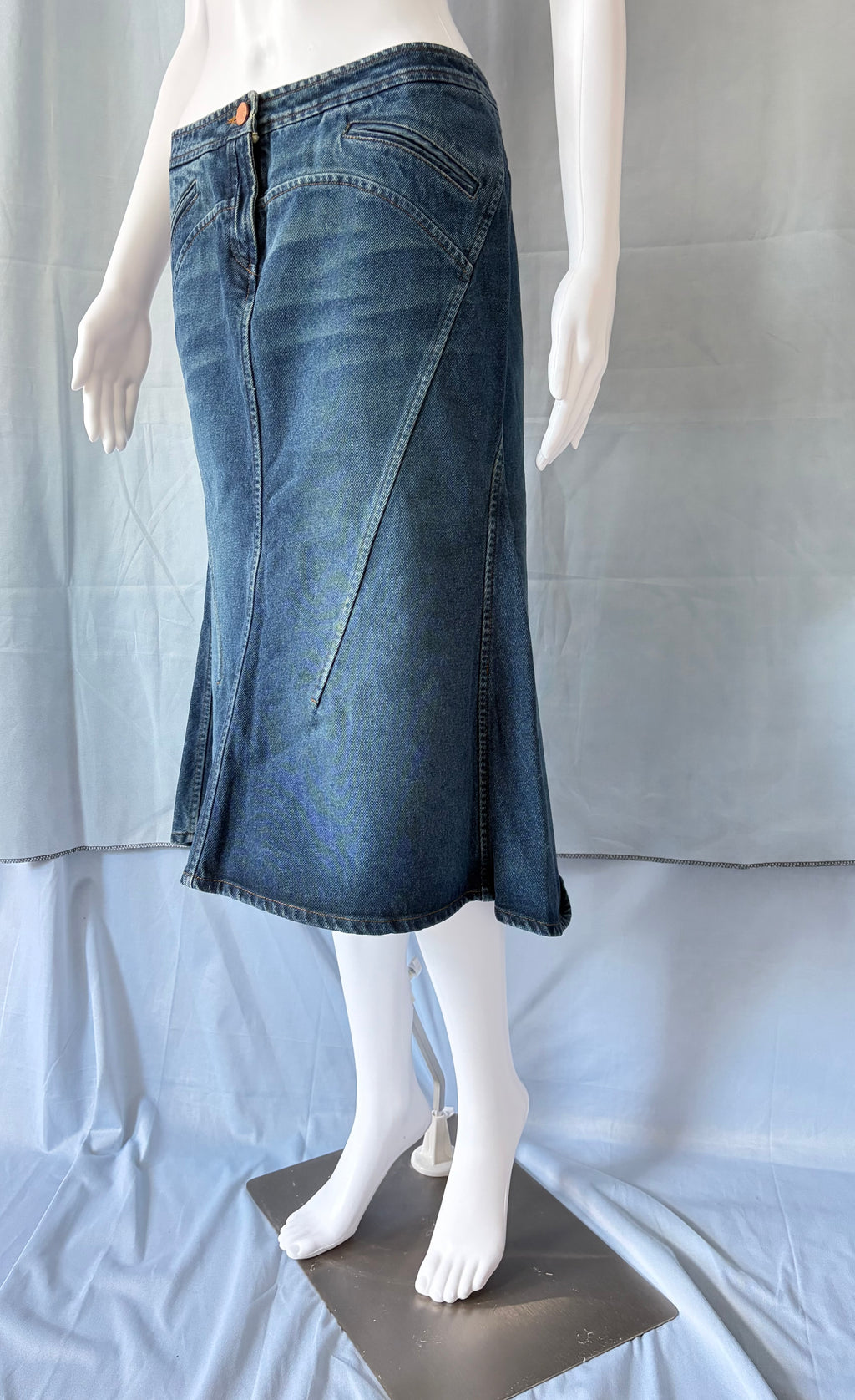 Roberto Cavalli 2000s Vintage Denim Skirt Mid Length Size M