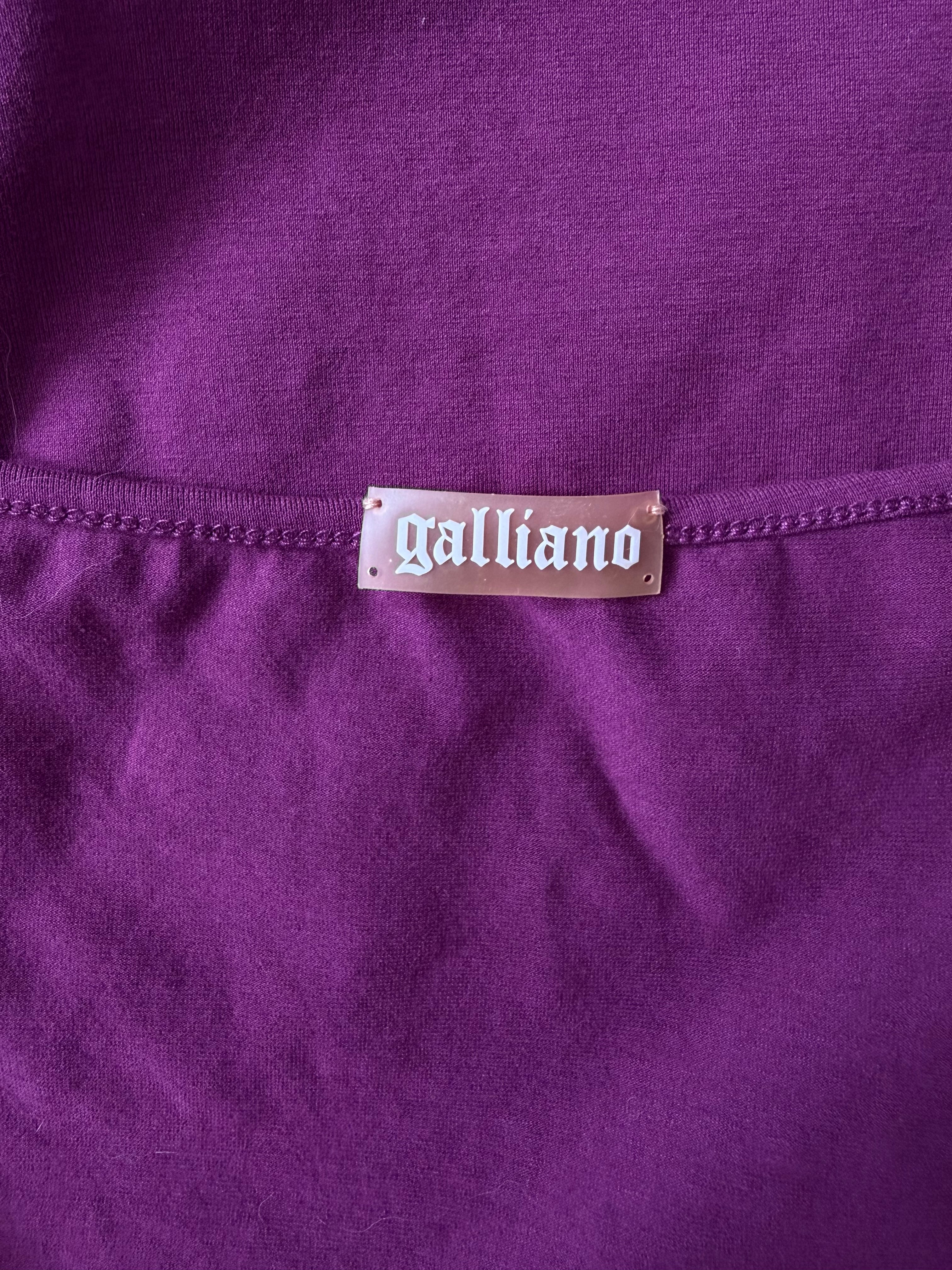 John Galliano Purple Top Ruffled V-Neckline Rhinestone Studded Girl M