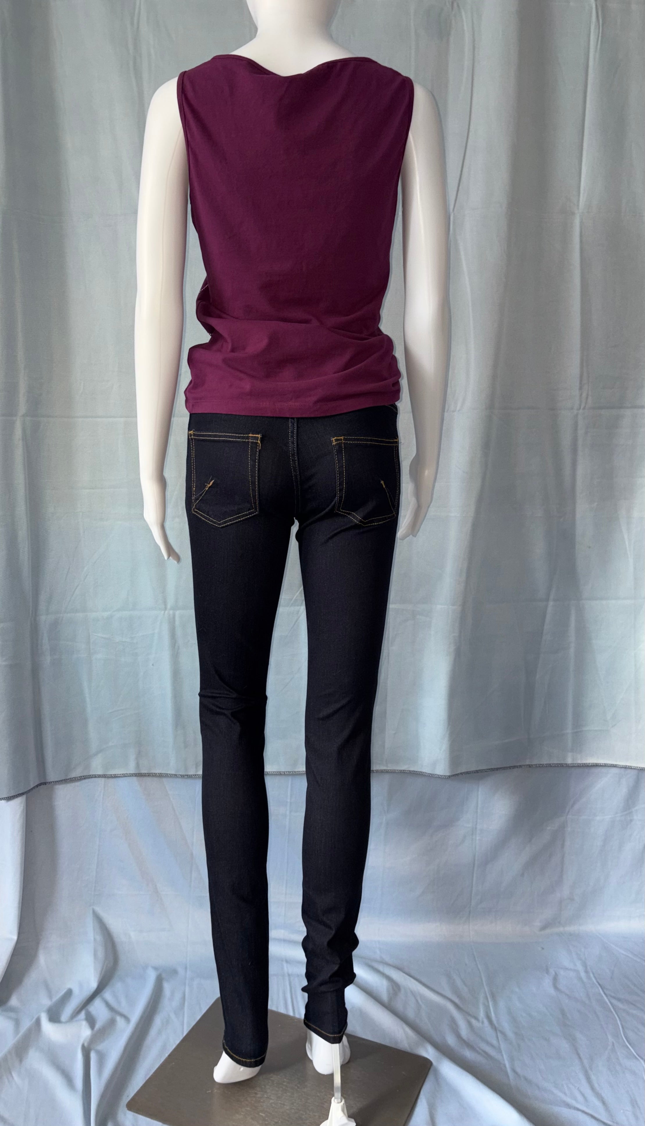 John Galliano Purple Top Ruffled V-Neckline Rhinestone Studded Girl M