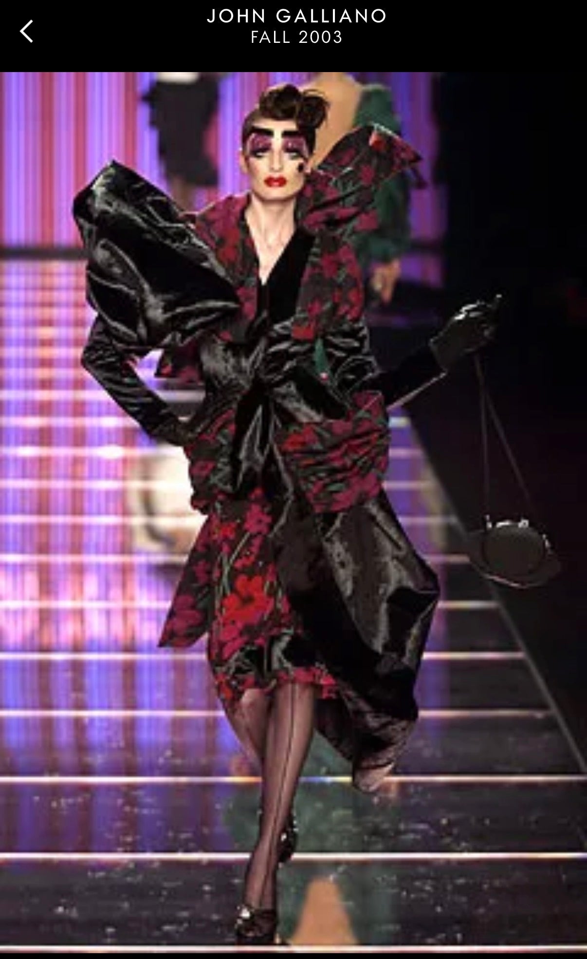 JOHN GALLIANO Fall/2003 Satin Rose Bag Black Vintage 2000s