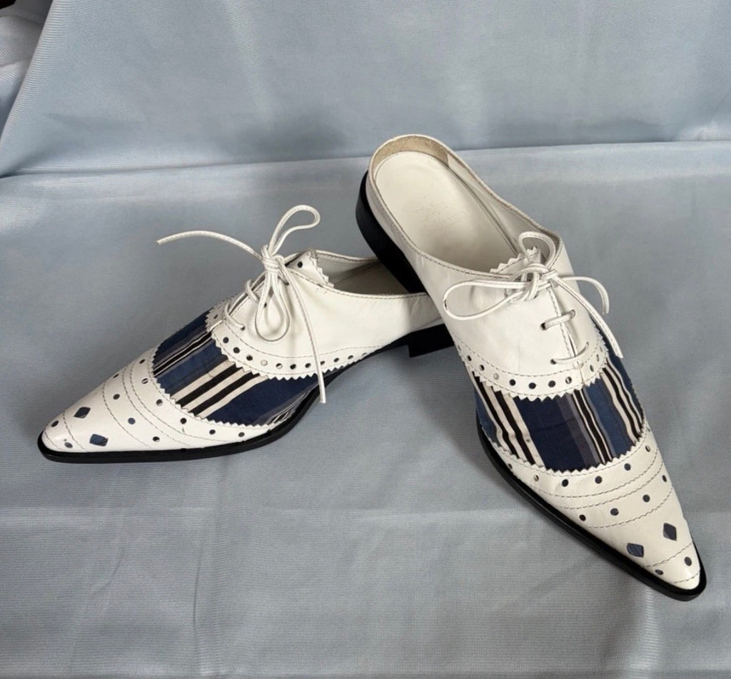 John Galliano Spring/2002 Pointed Slip On Flat Shoes Lace Up 39.5eu