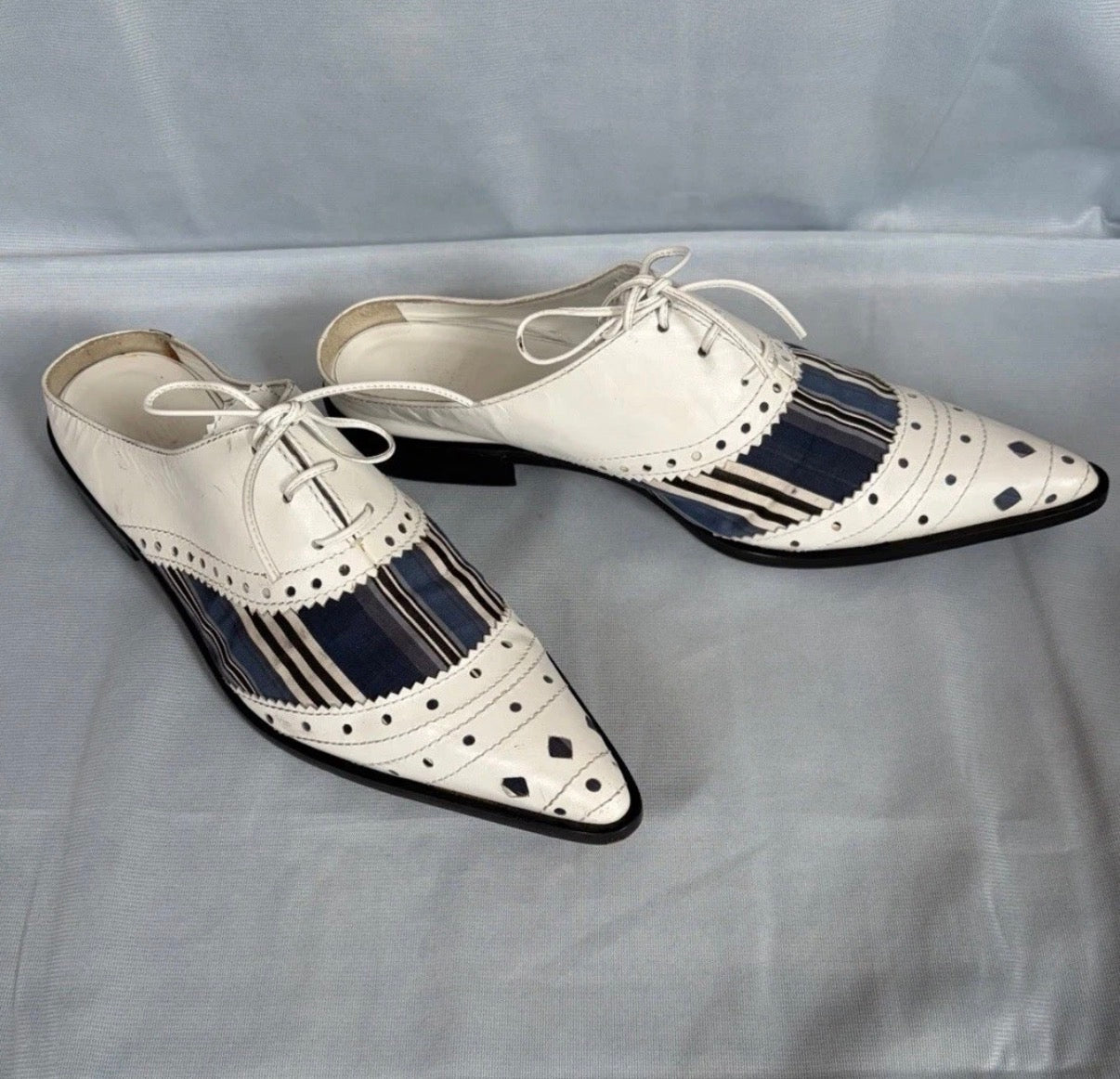 John Galliano Spring/2002 Pointed Slip On Flat Shoes Lace Up 39.5eu