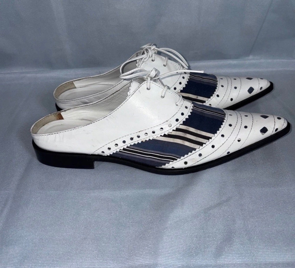 John Galliano Spring/2002 Pointed Slip On Flat Shoes Lace Up 39.5eu