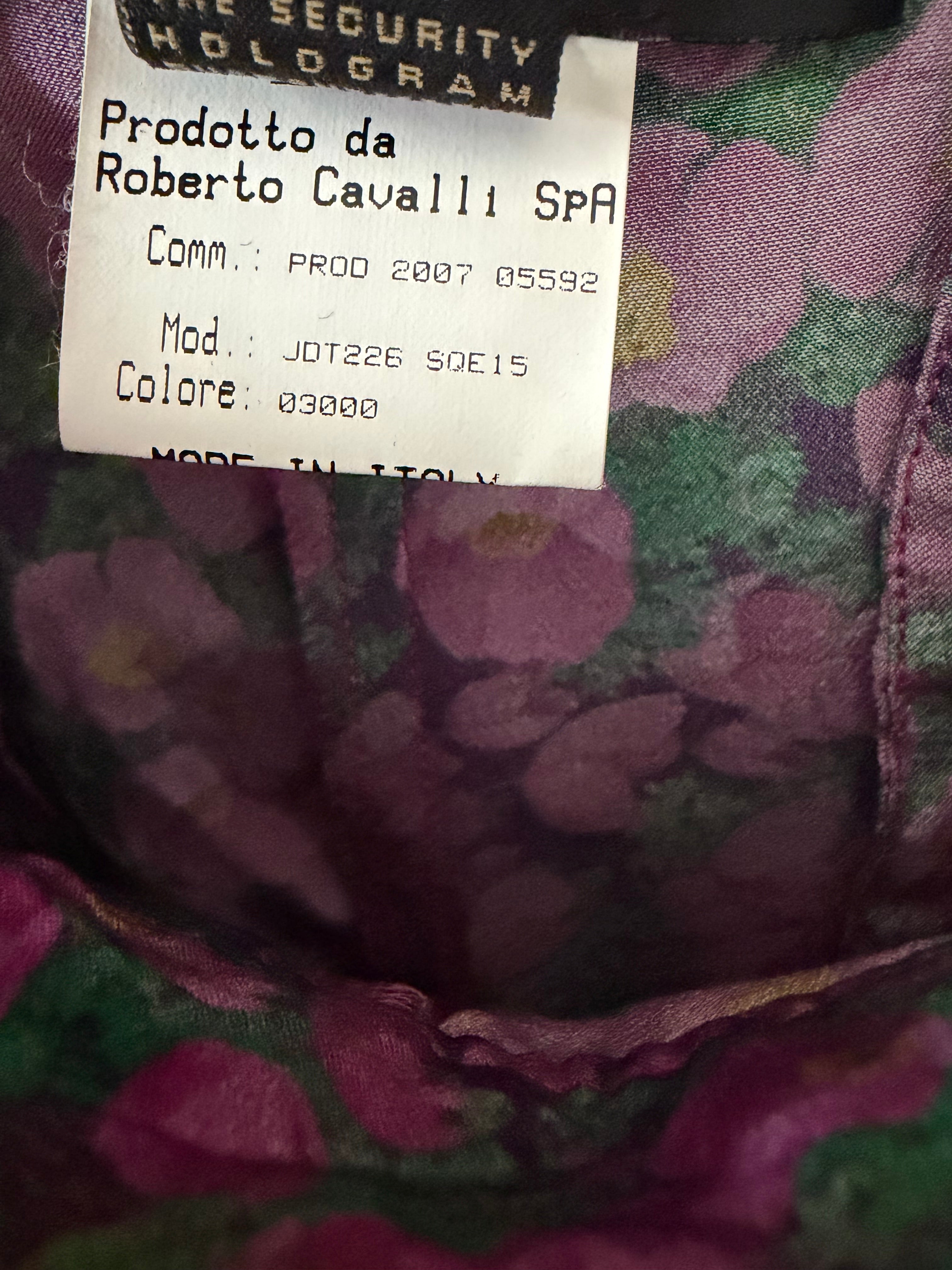 Roberto Cavalli Spring/Summer 2008 Purple Floral Wide Leg Trousers 38IT