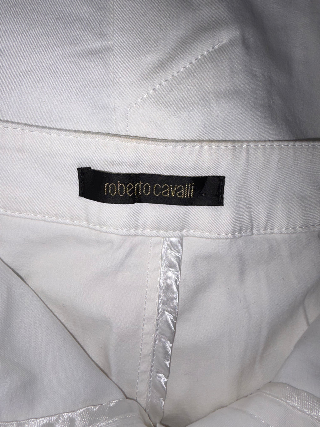Roberto Cavalli 2000s White Denim Skirt Mid Length 42IT