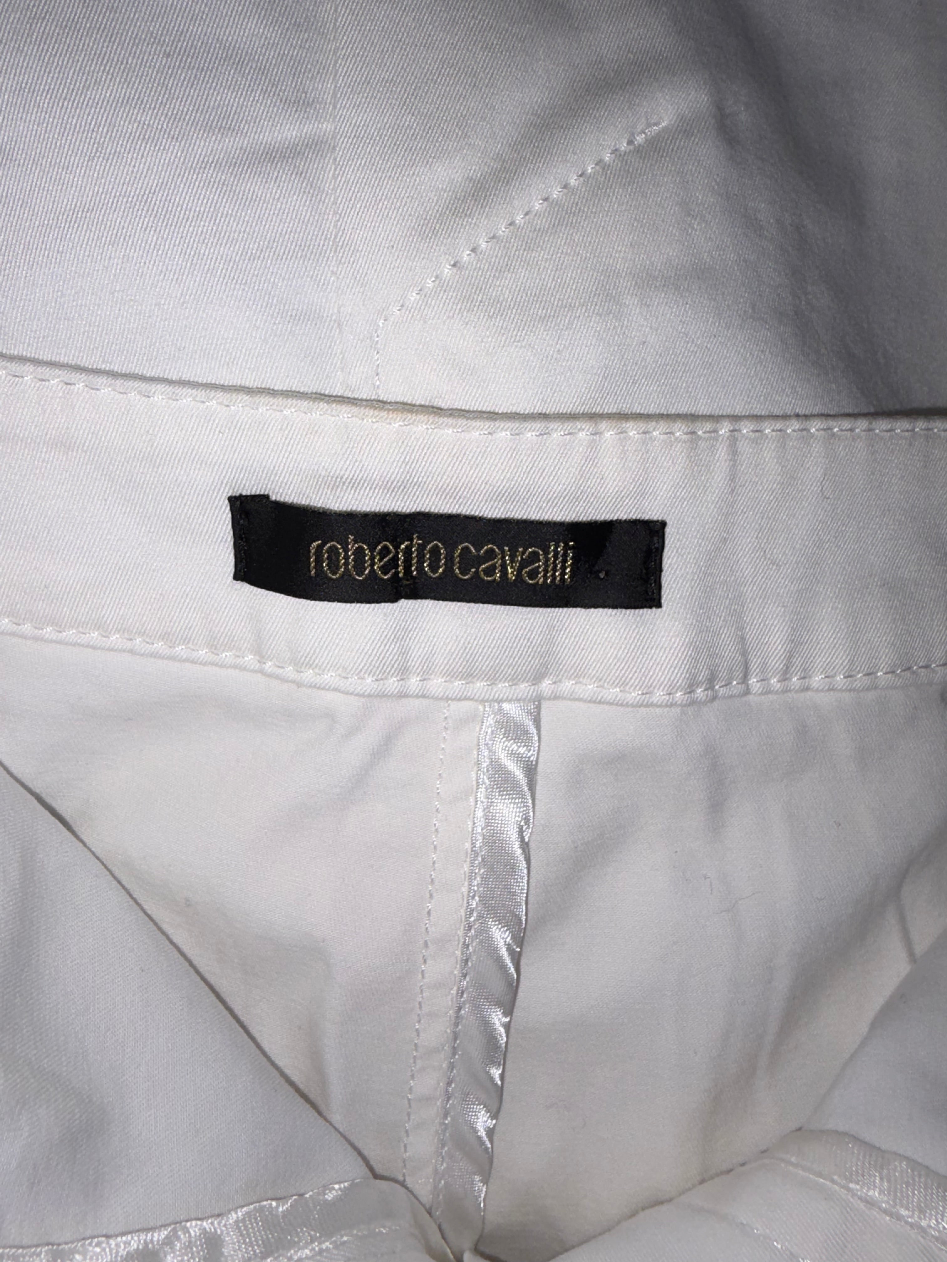 Roberto Cavalli 2000s White Denim Skirt Mid Length 42IT