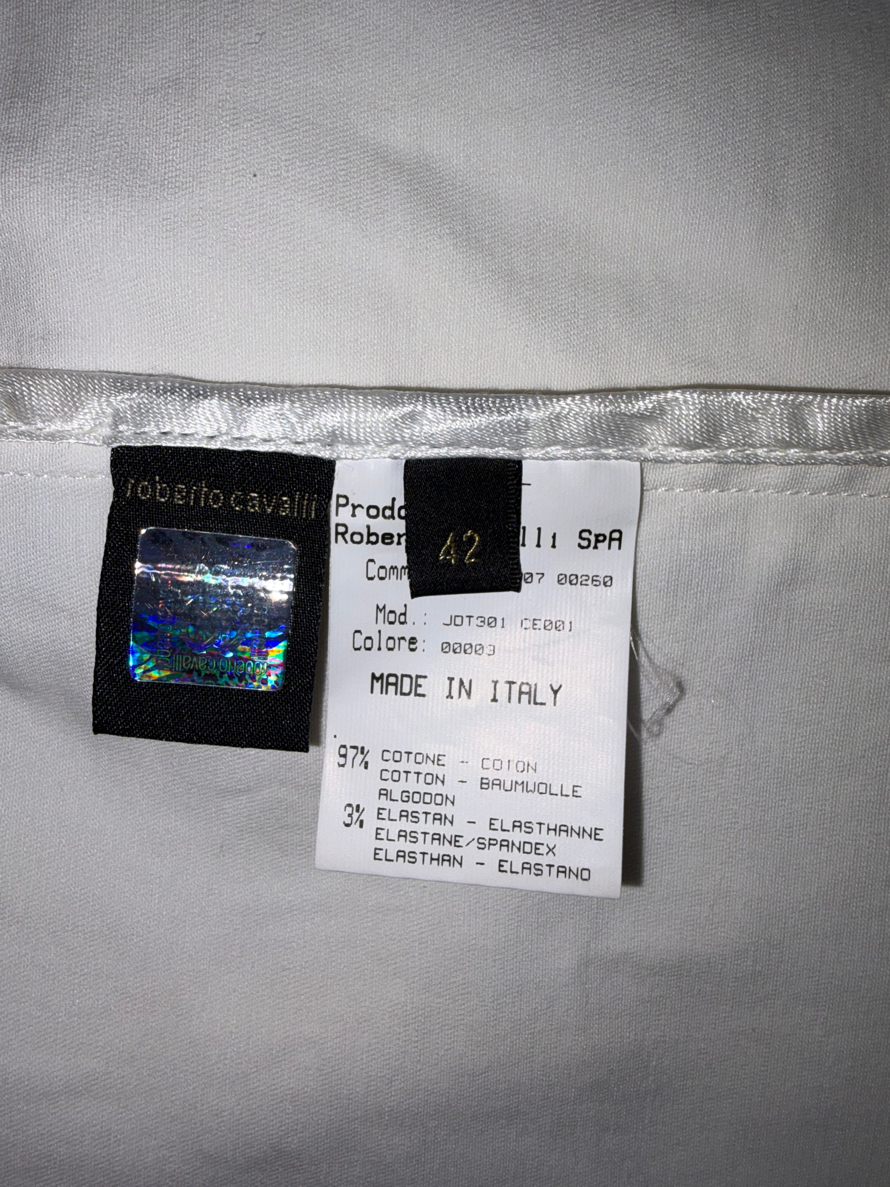 Roberto Cavalli 2000s White Denim Skirt Mid Length 42IT