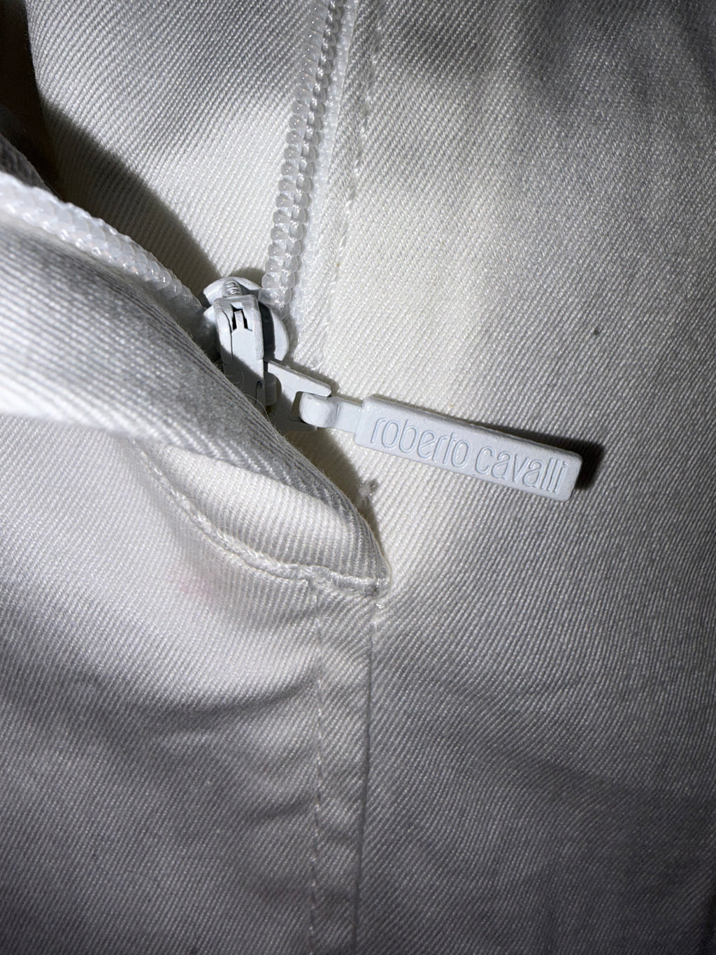 Roberto Cavalli 2000s White Denim Skirt Mid Length 42IT