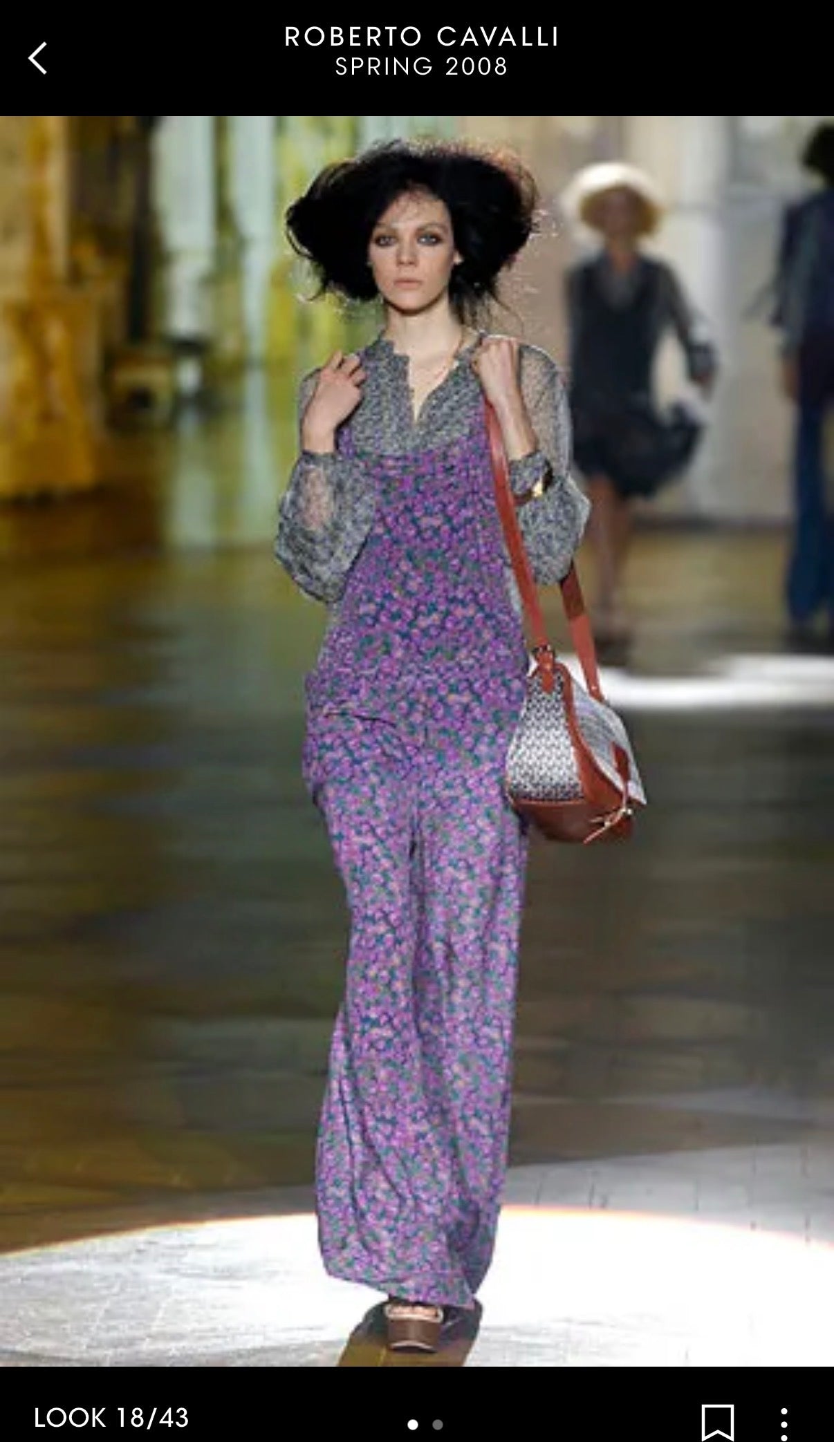 Roberto Cavalli Spring/Summer 2008 Purple Floral Wide Leg Trousers 38IT