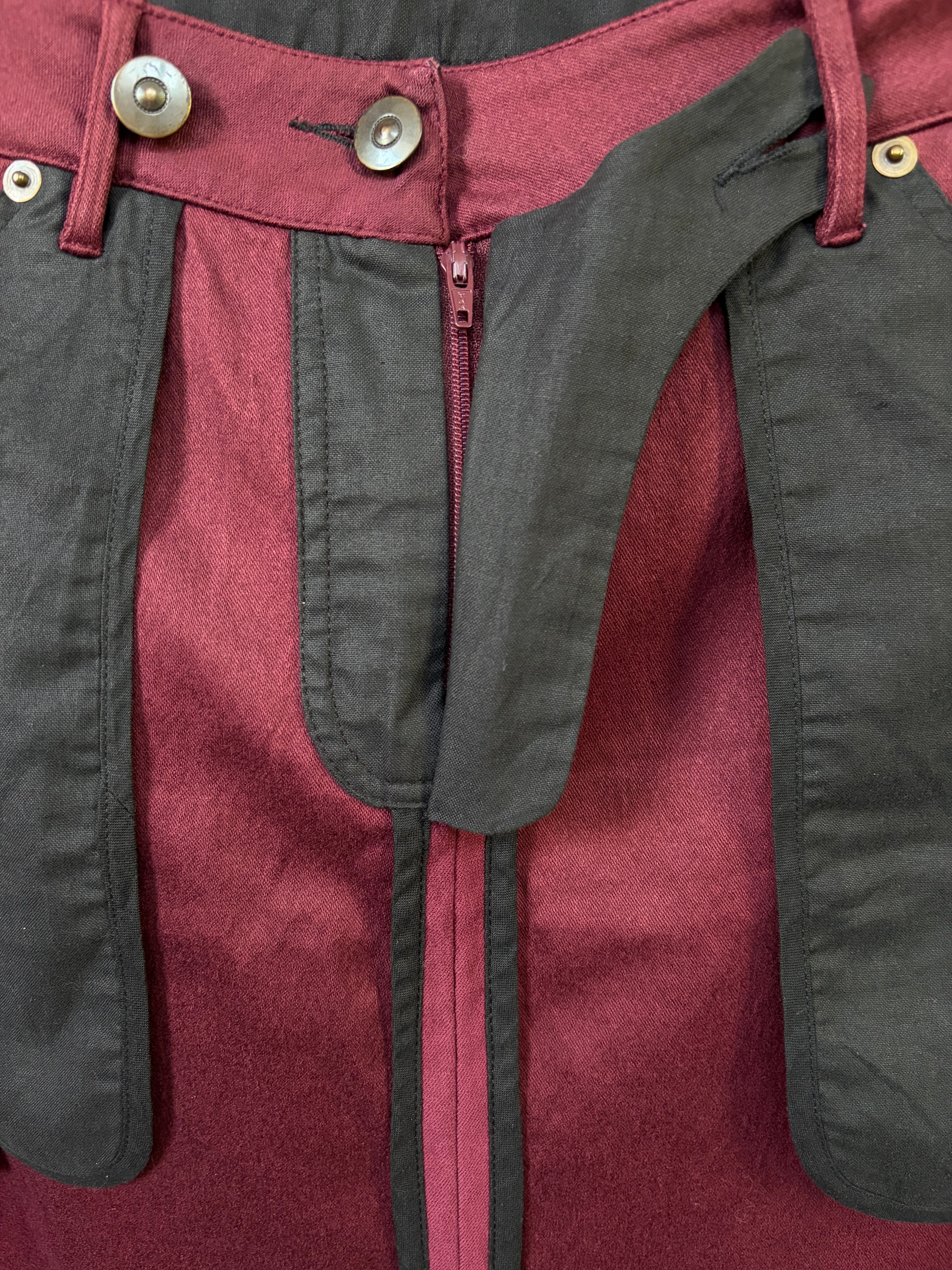 John Galliano Vintage Spring/1991 Burgundy Cargo Mini Skirt Rare.