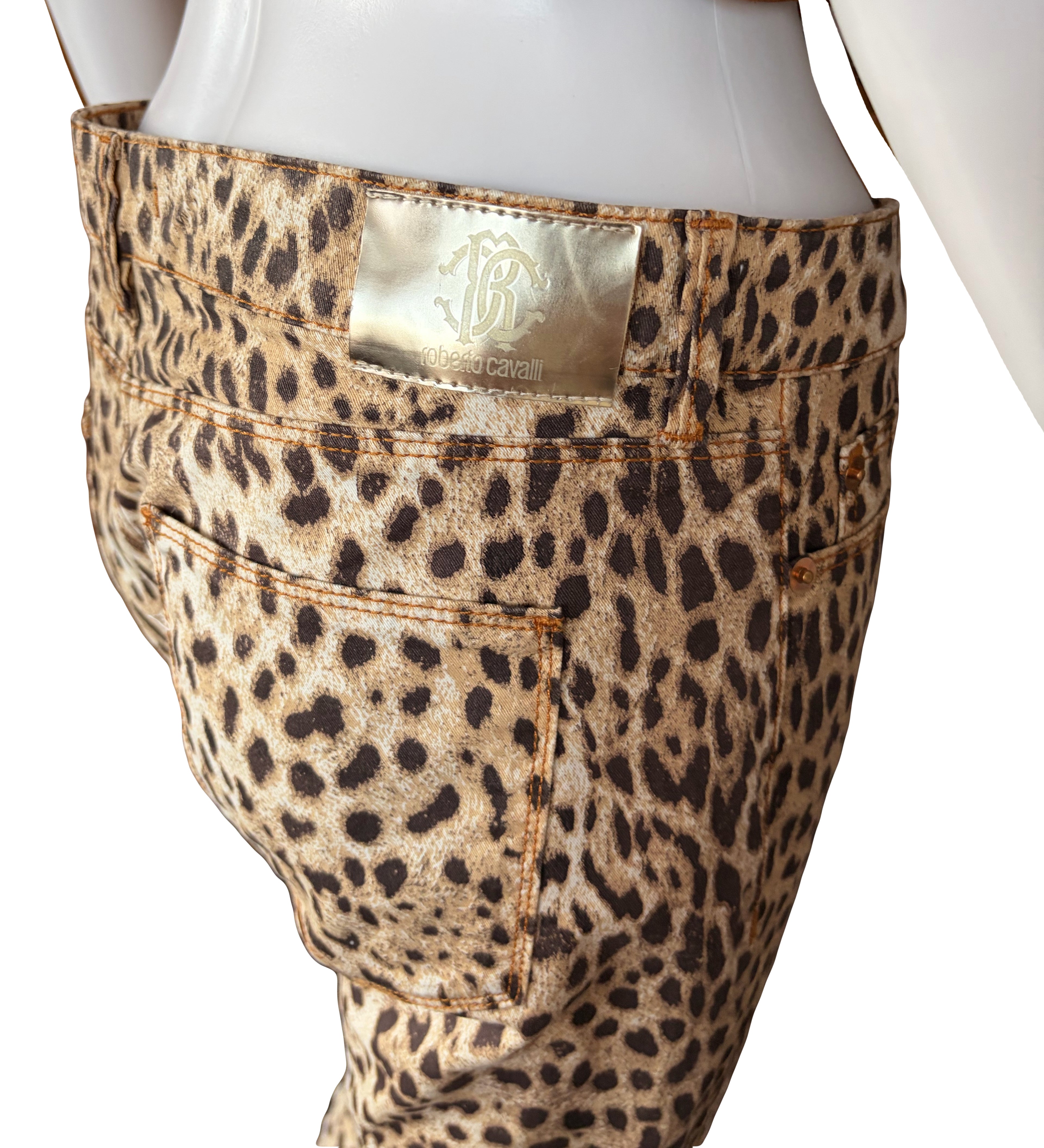 Roberto Cavalli 2000s Vintage Leopard Print Jeans 42IT