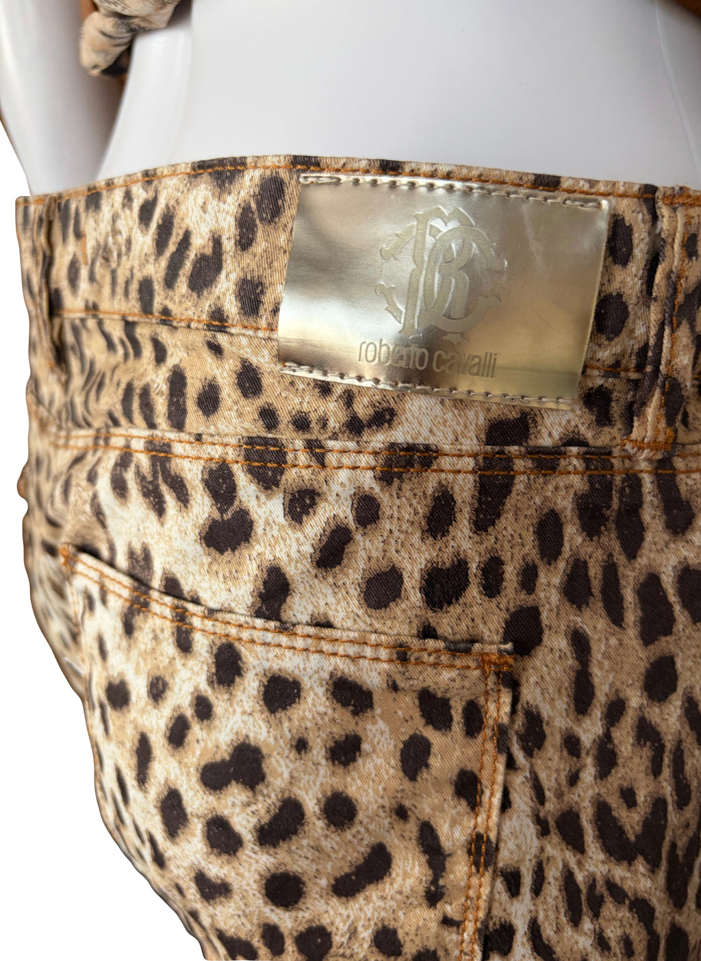 Roberto Cavalli 2000s Vintage Leopard Print Jeans 42IT