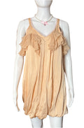 John Galliano Cocktail Mini Silk  Dress Ruffles and Rhinestones 38IT
