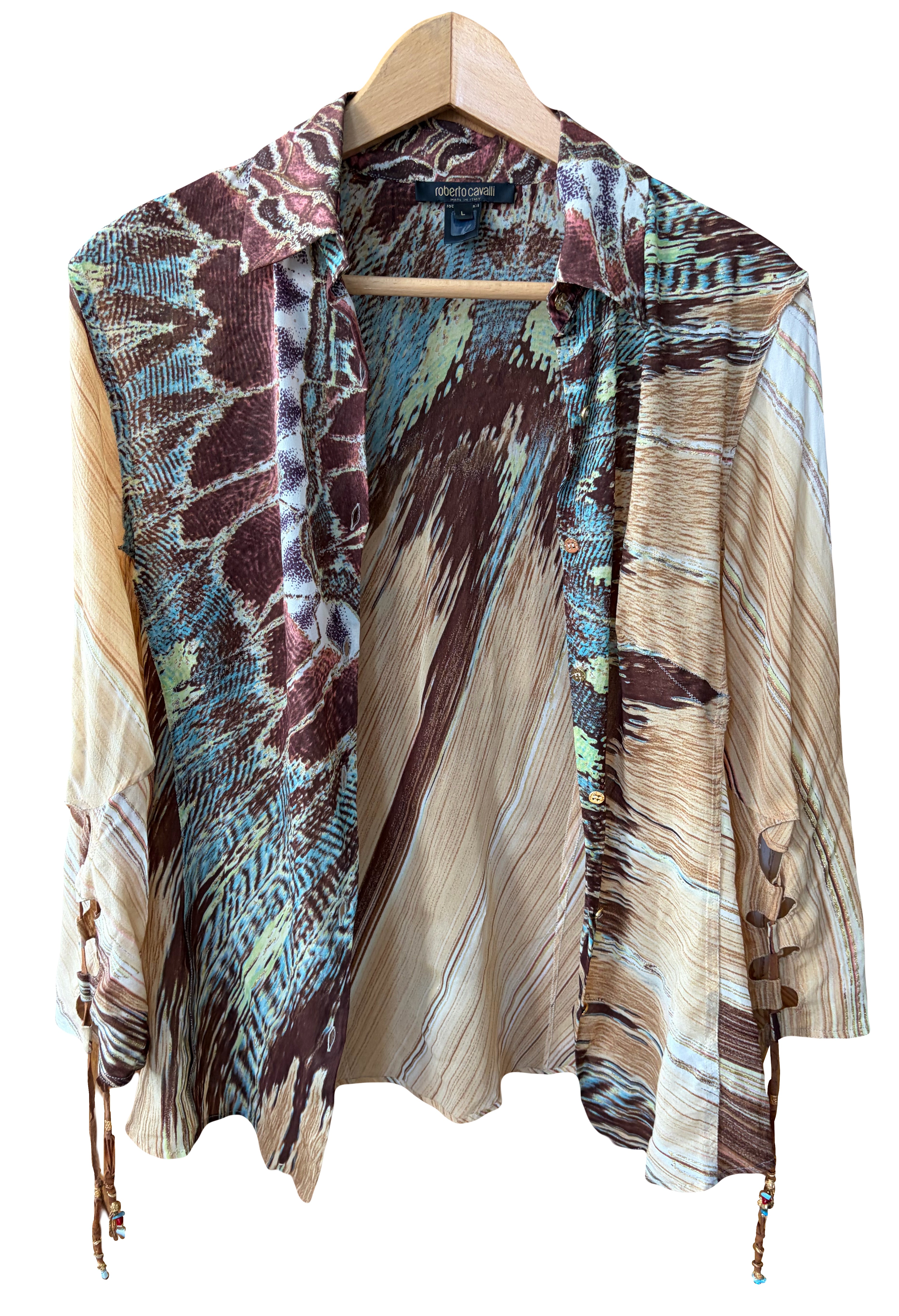 Roberto Cavalli 2003/2004 Feather Print Blouse 2000s