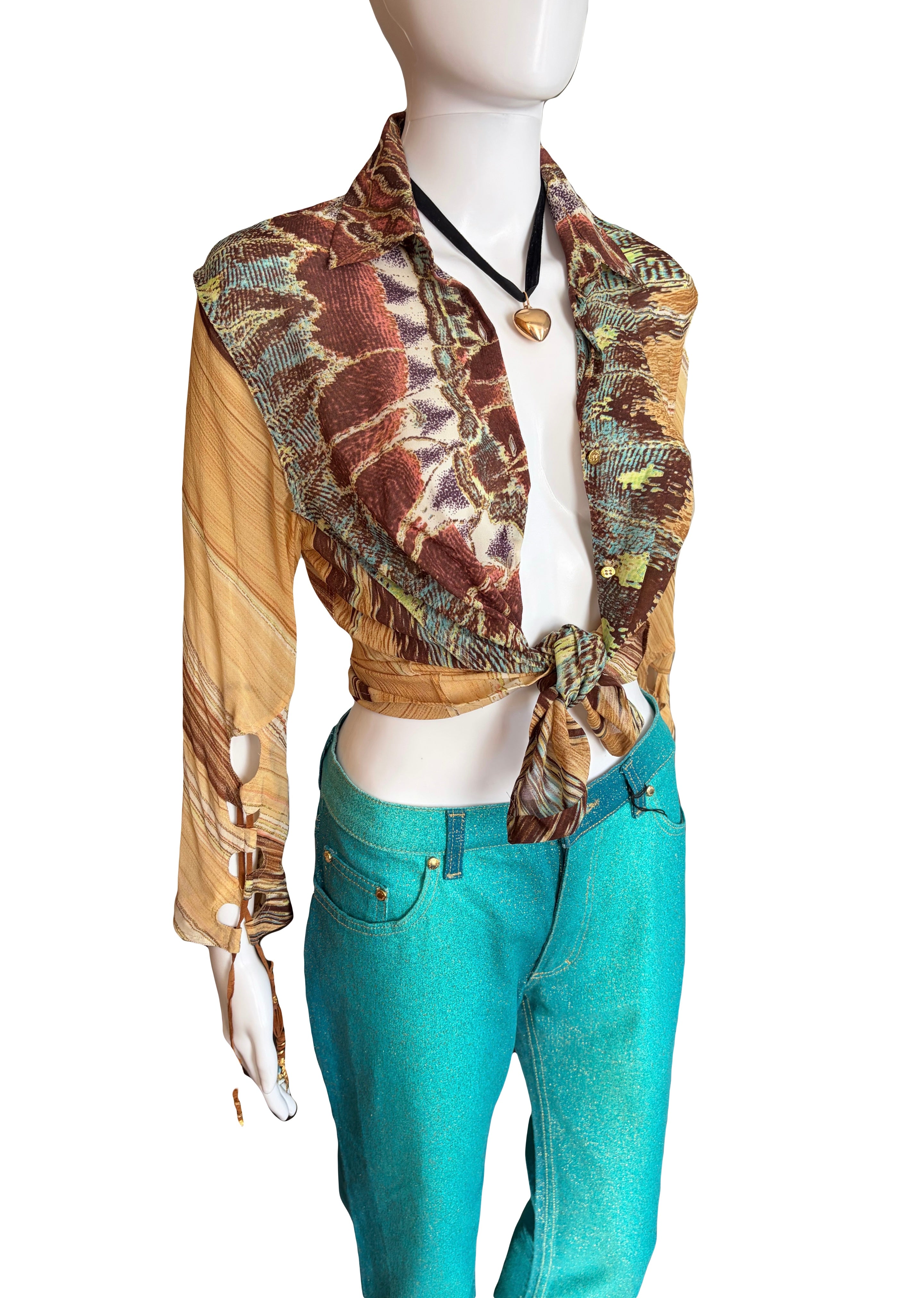 Roberto Cavalli 2003/2004 Feather Print Blouse 2000s