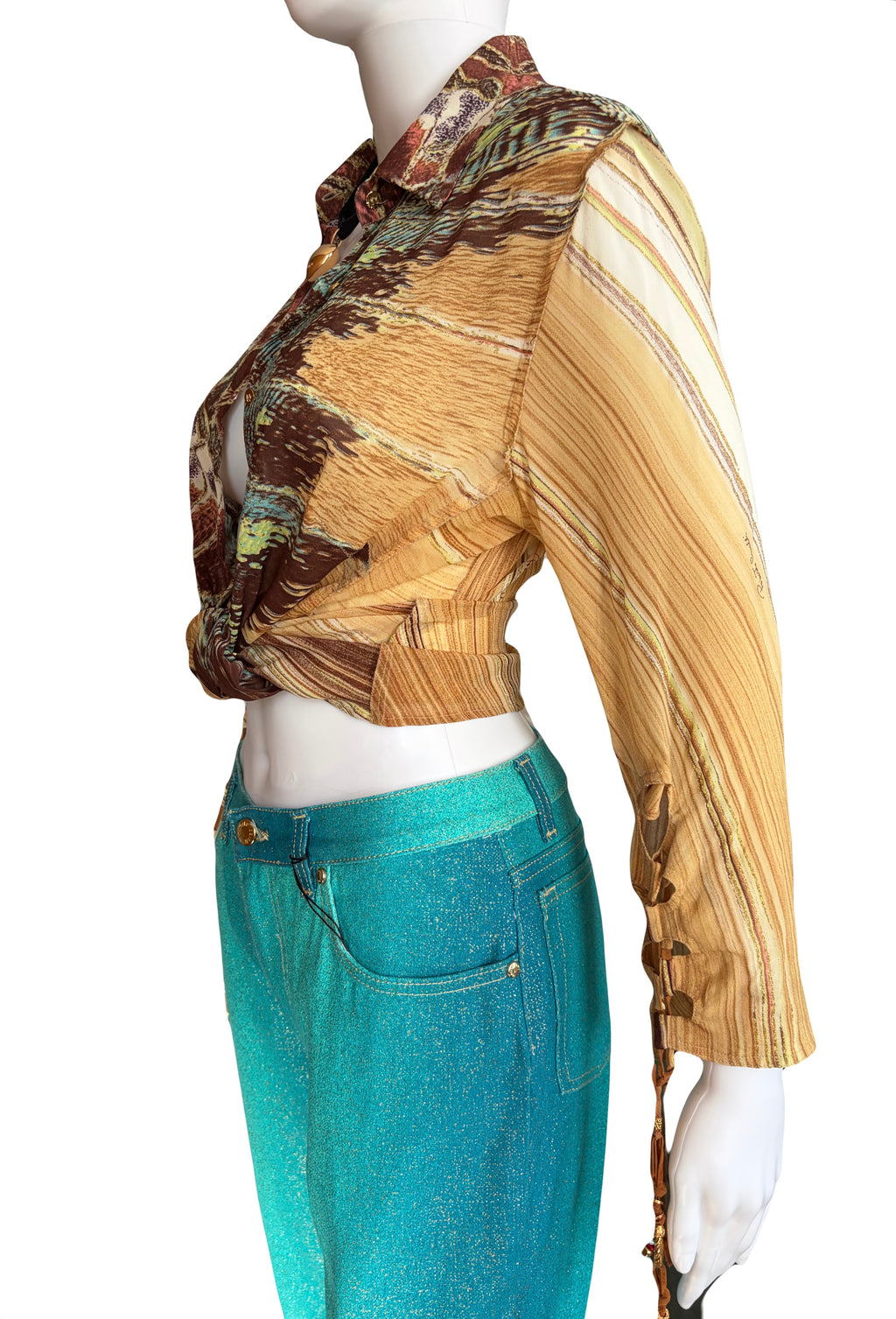 Roberto Cavalli 2003/2004 Feather Print Blouse 2000s