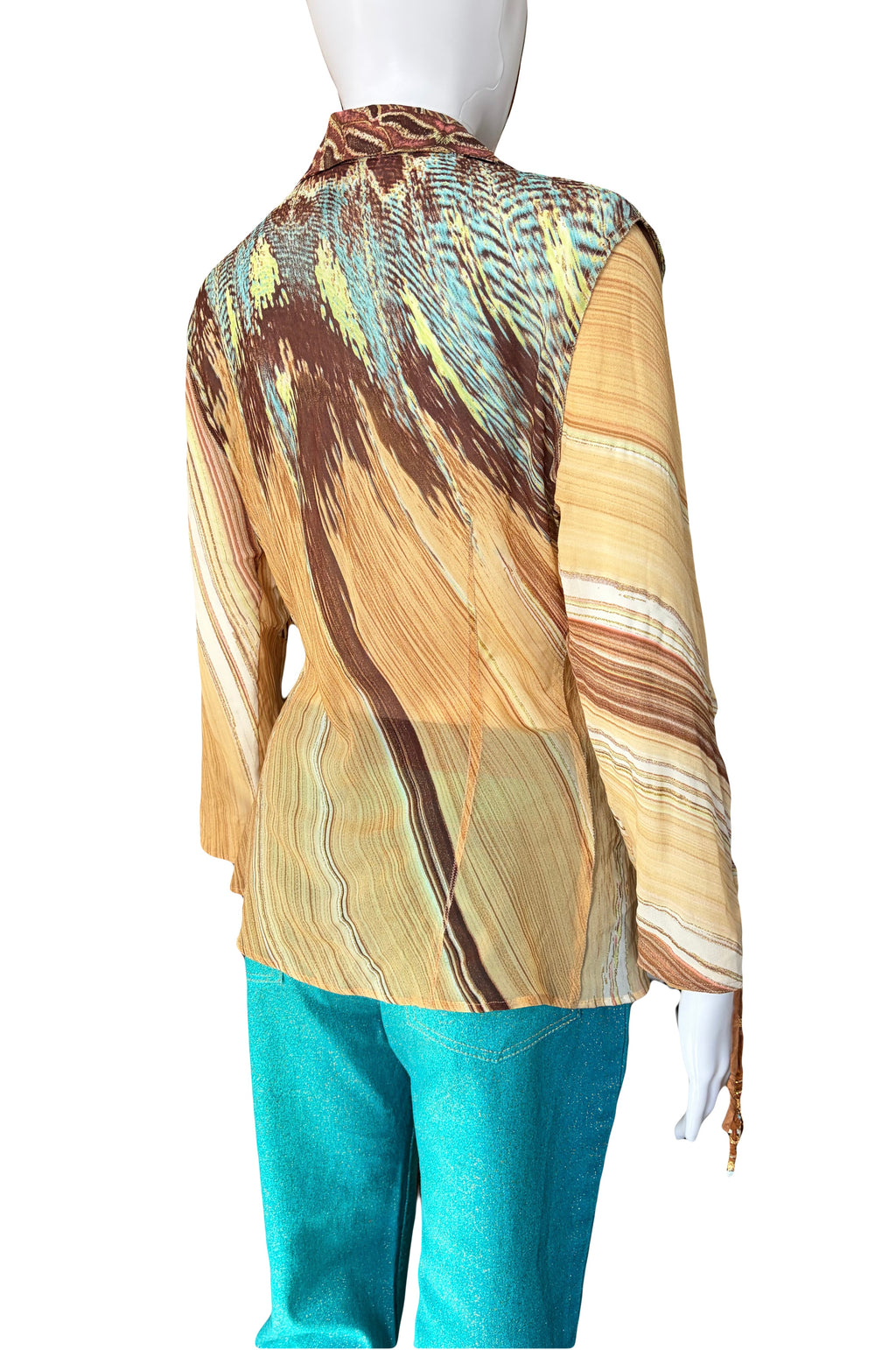 Roberto Cavalli 2003/2004 Feather Print Blouse 2000s
