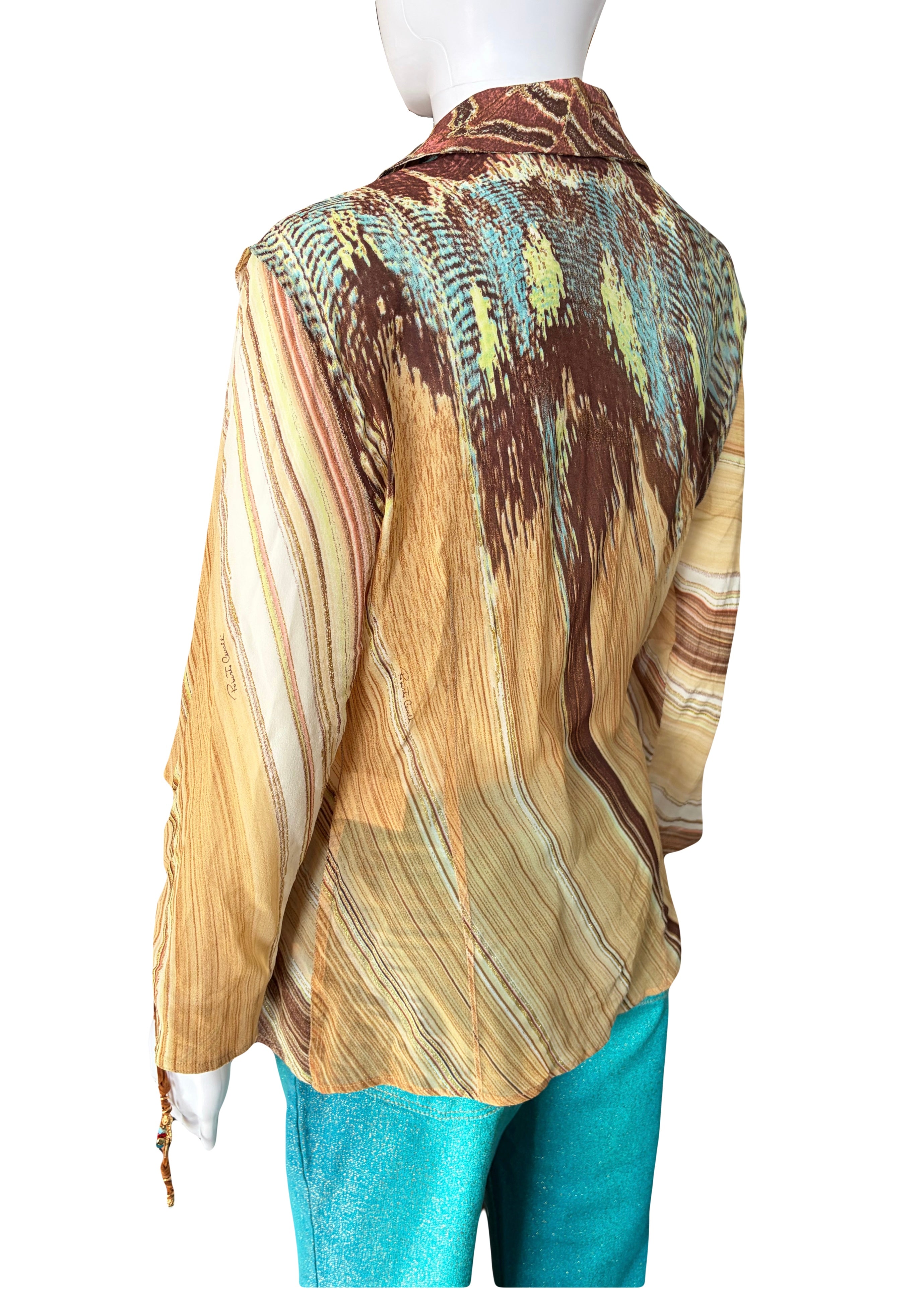 Roberto Cavalli 2003/2004 Feather Print Blouse 2000s