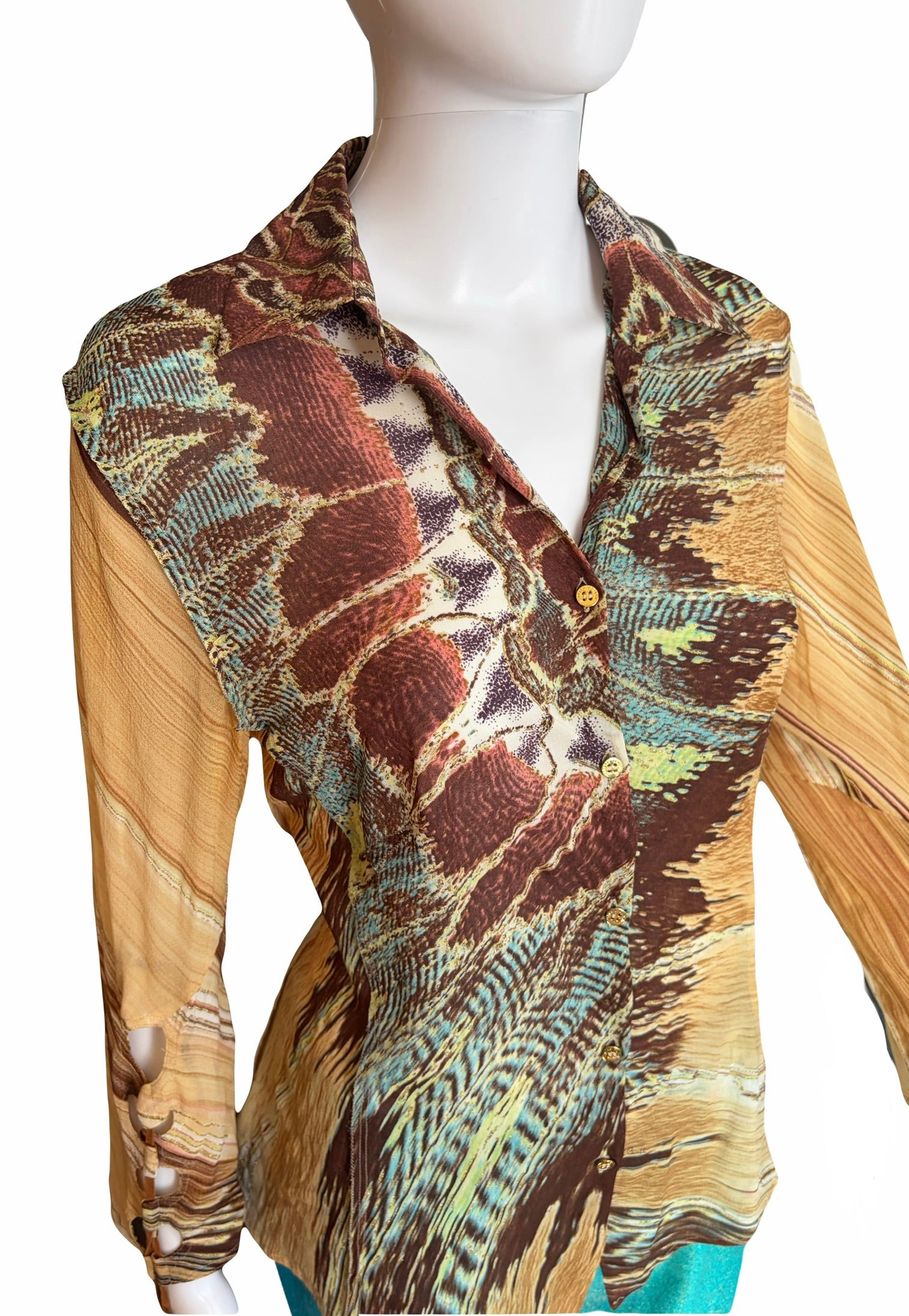 Roberto Cavalli 2003/2004 Feather Print Blouse 2000s