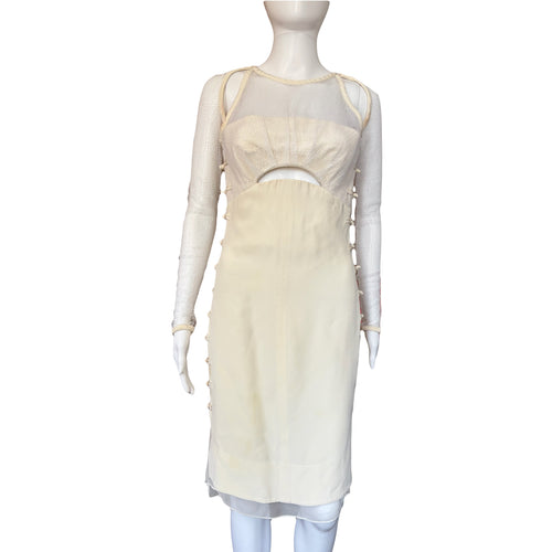 Emilio Pucci Ivory Silk Lace Corset Dress Spring/Summer 2013 Lace Long Sleeves 8uk
